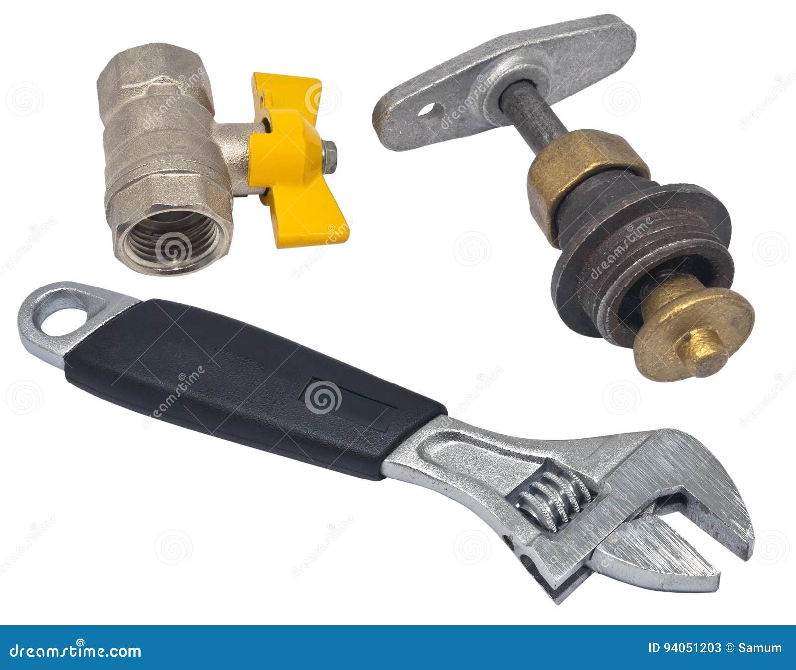 Wrench and Water valve set stock image. Image of metal 94051203