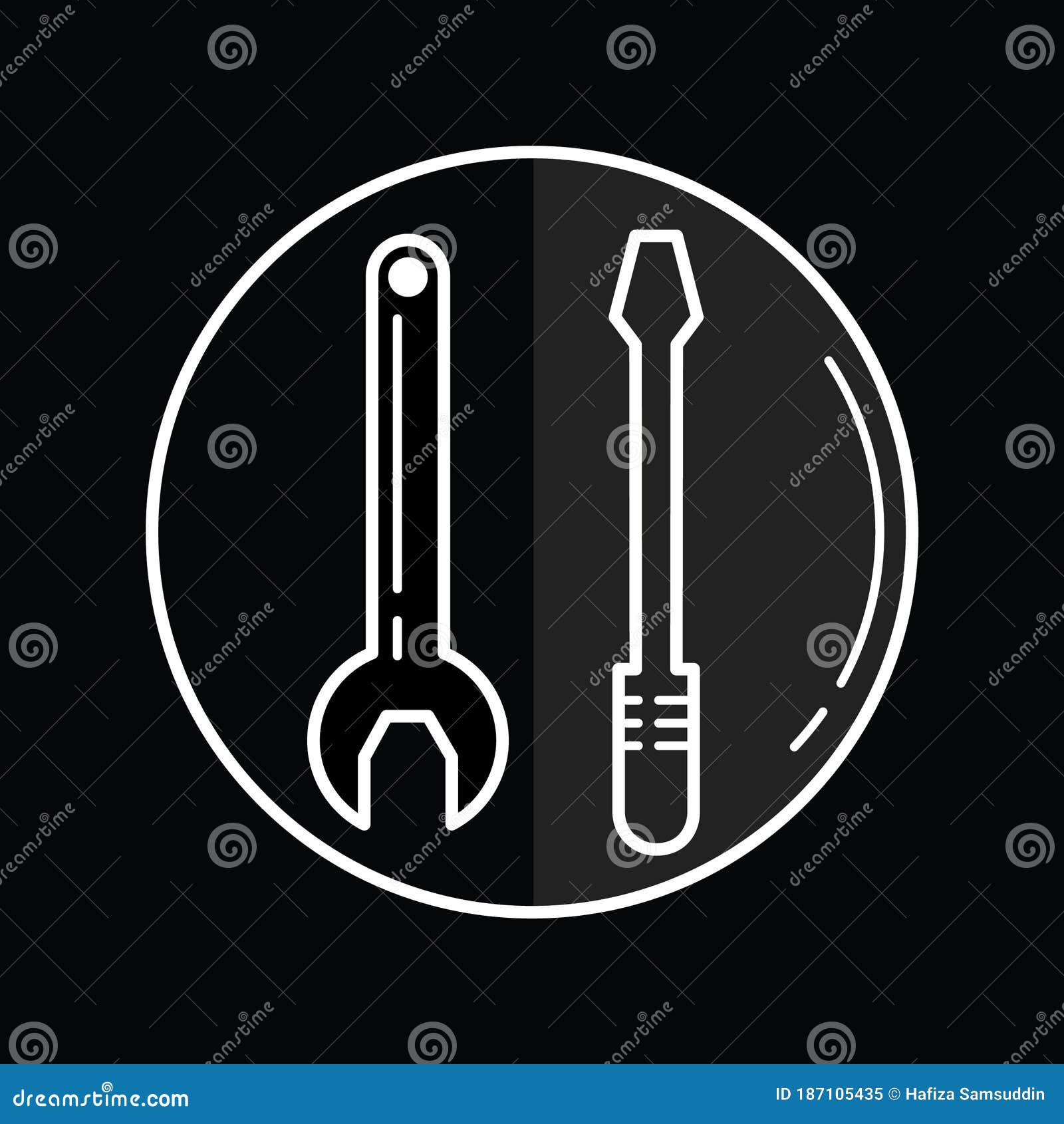 wrench and screw driver icon.   decorative 