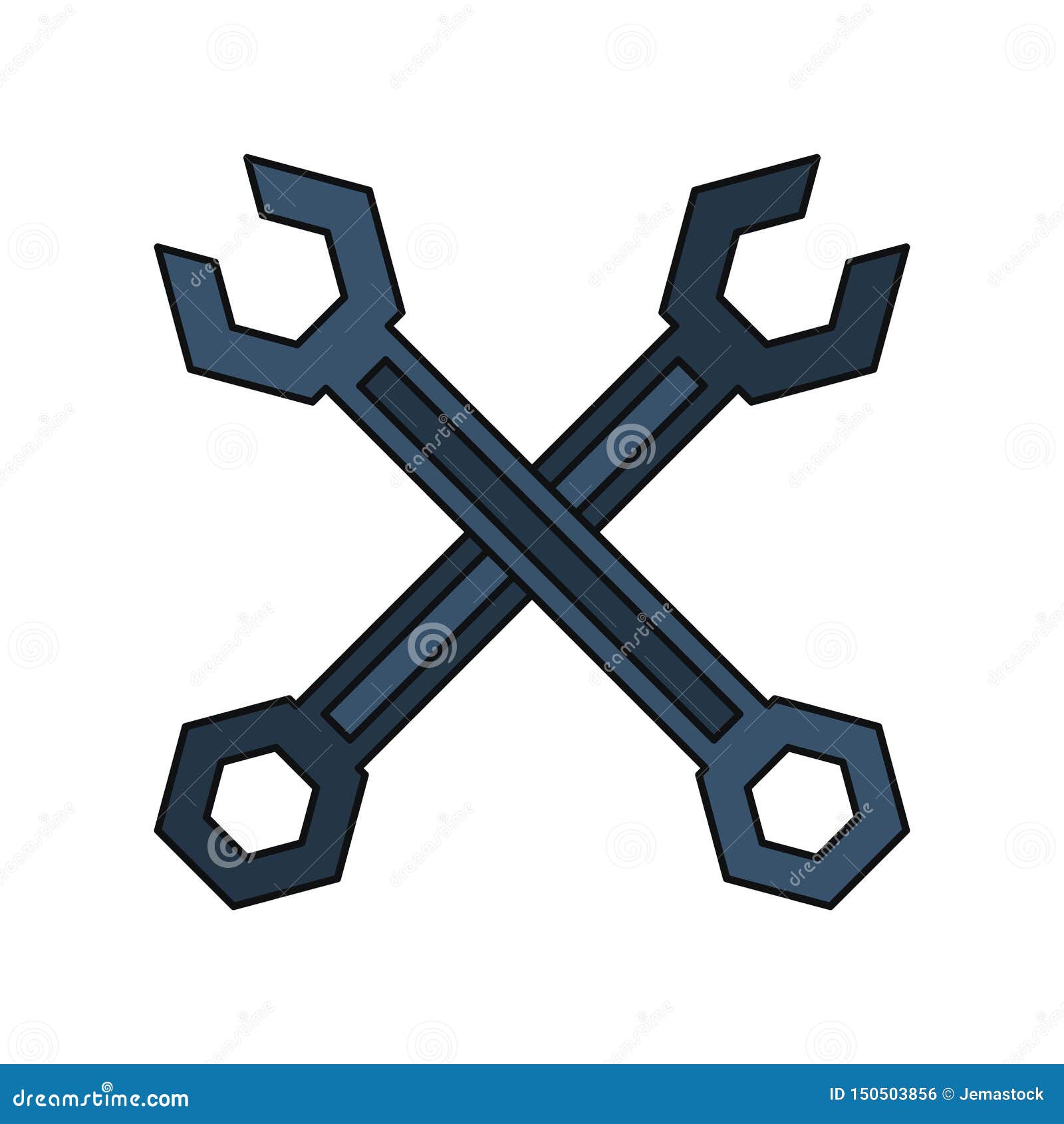 Wrenchs Tools Crossed Symbol Isolated Stock Vector Illustration of