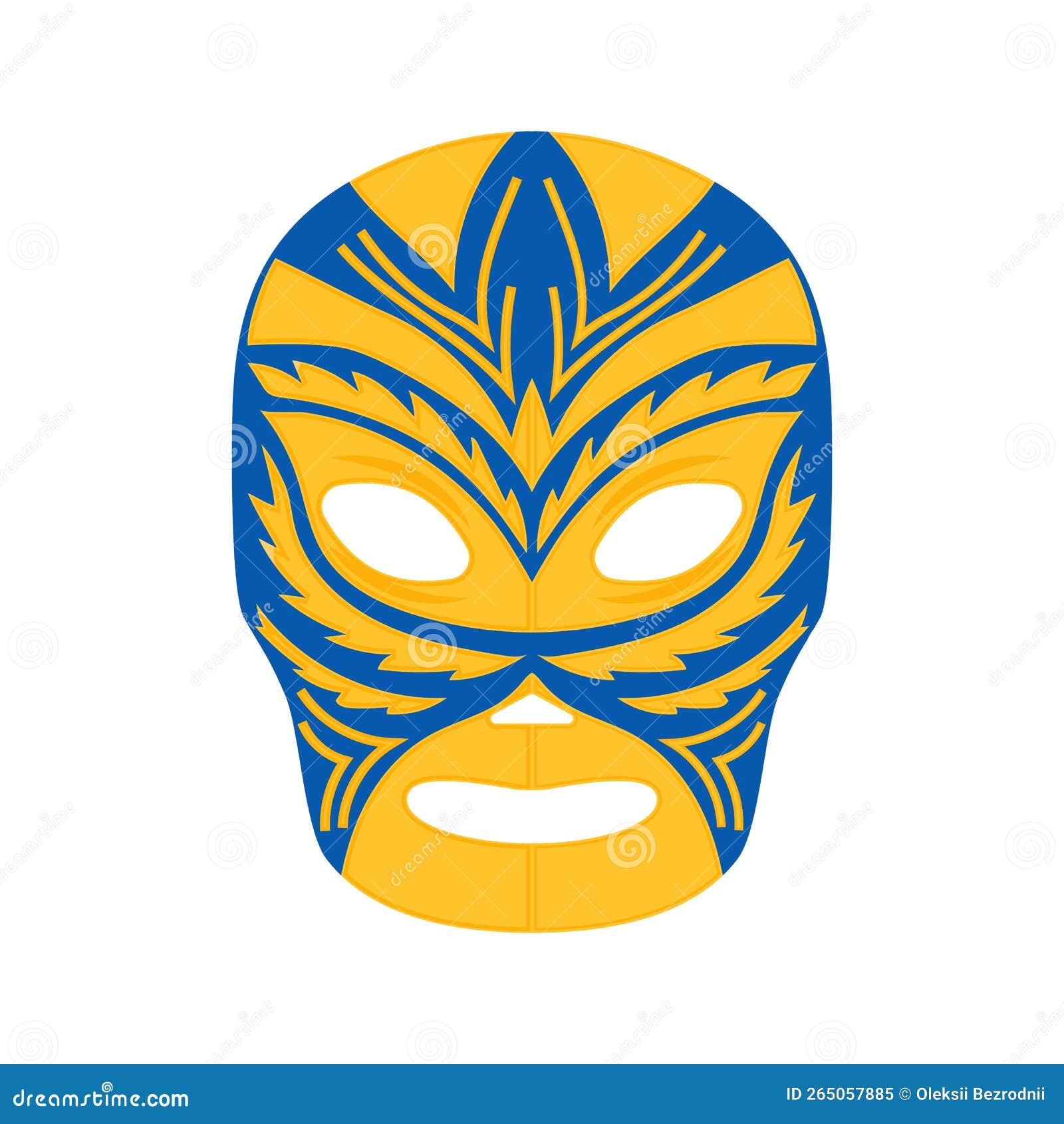 Wrestler Luchador Mask Template. Wrestling Suit Item with Yellow Blue Wrestler Luchador Mask Template. Wrestling Suit Item with Yellow Blue
