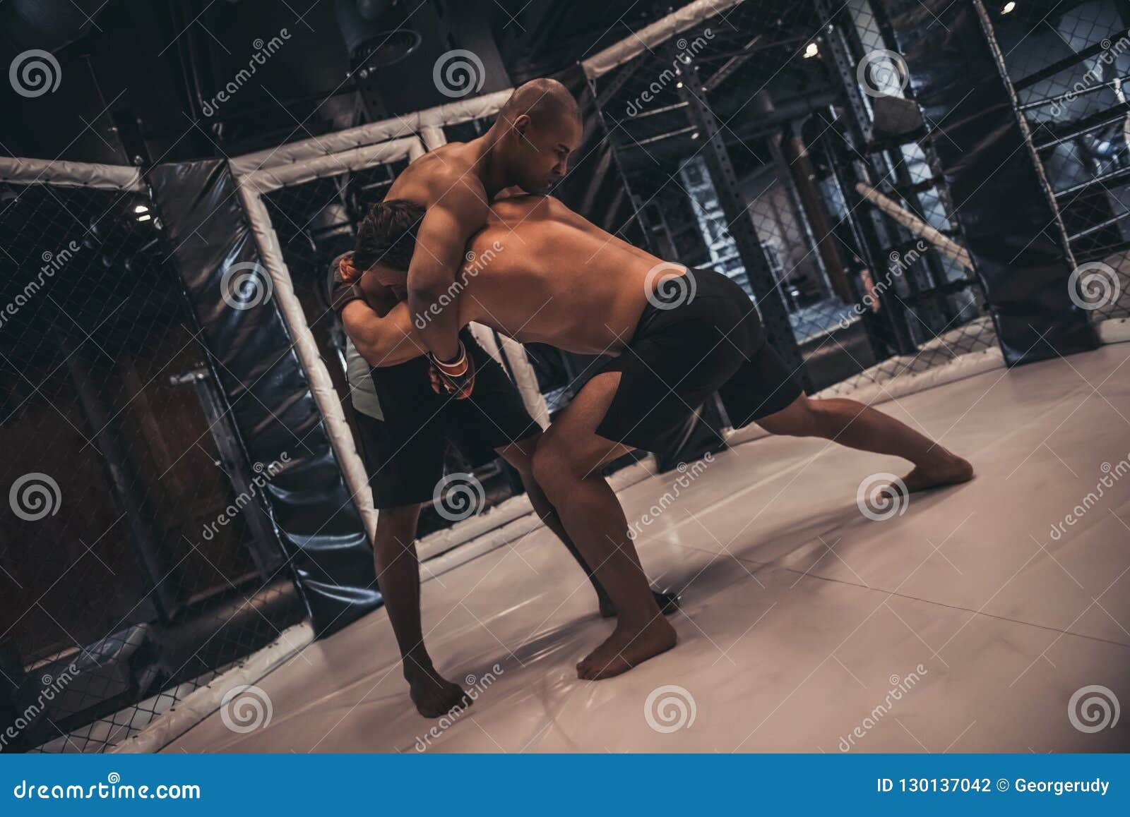 Wrestlers in the ring stock photo. Image of kickboxing 130137042