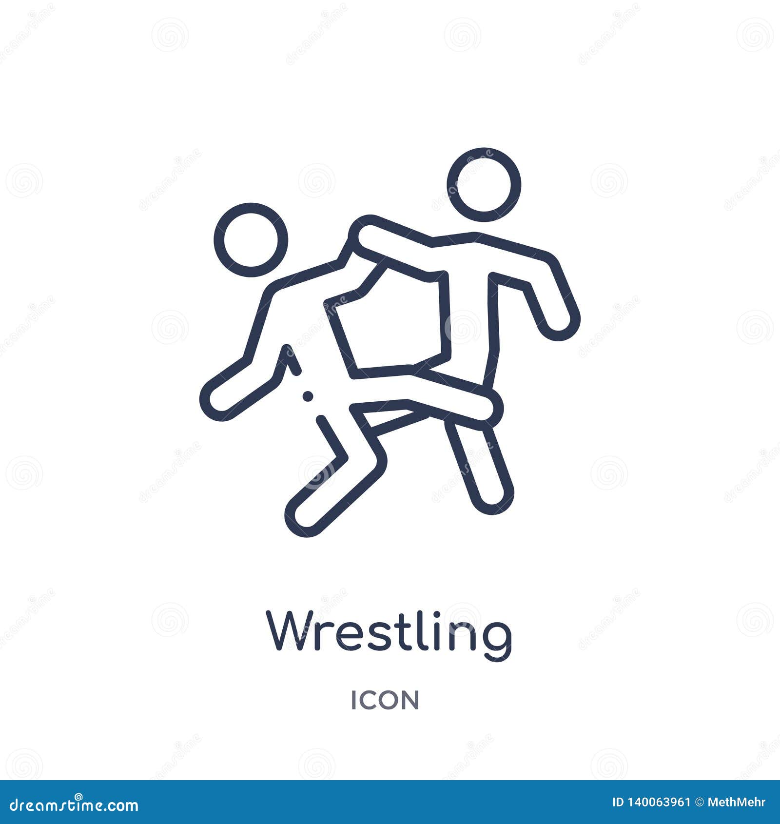 Wrestling Icon from Olympic Games Outline Collection. Thin Line