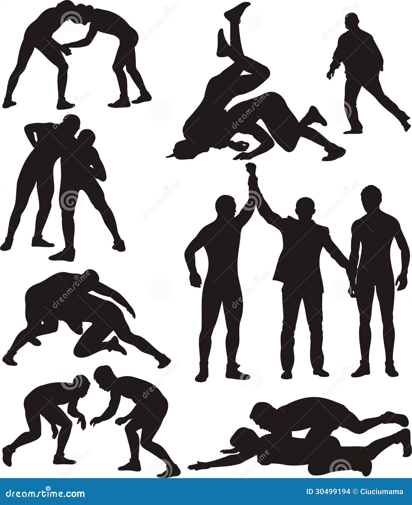 Download Wrestling Silhouettes Stock Images - Image: 30499194