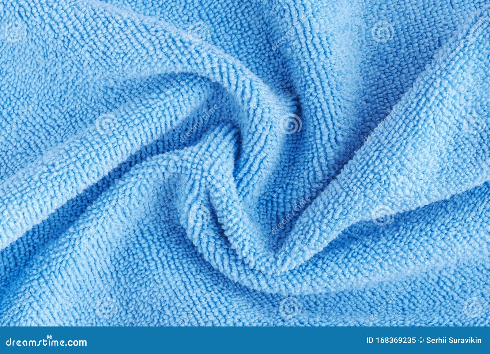 Wrinkled Blue Microfiber Cloth Texture of Microfiber Towel Stock Image