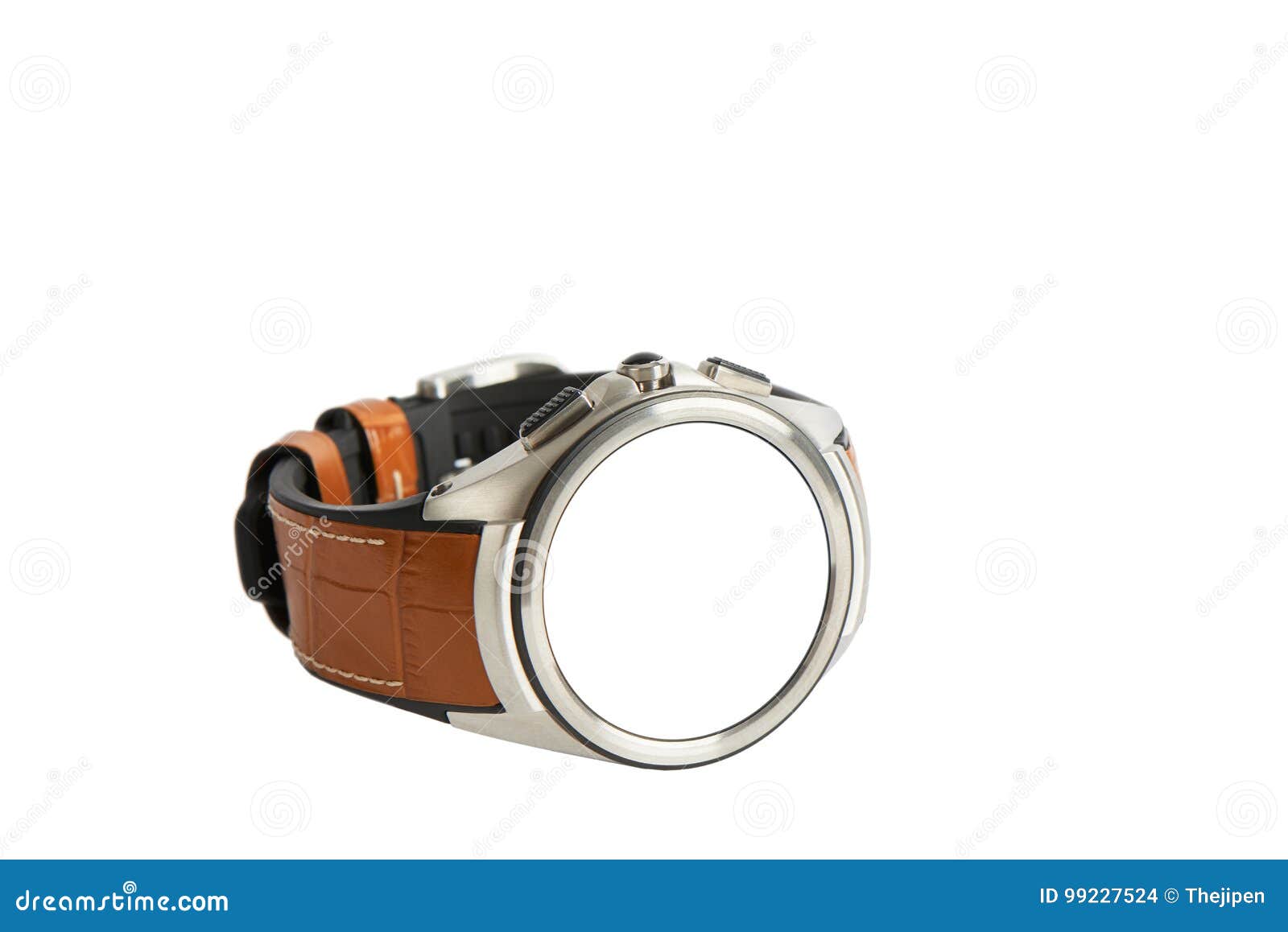 hybrid smartwatch with hammered leather strap