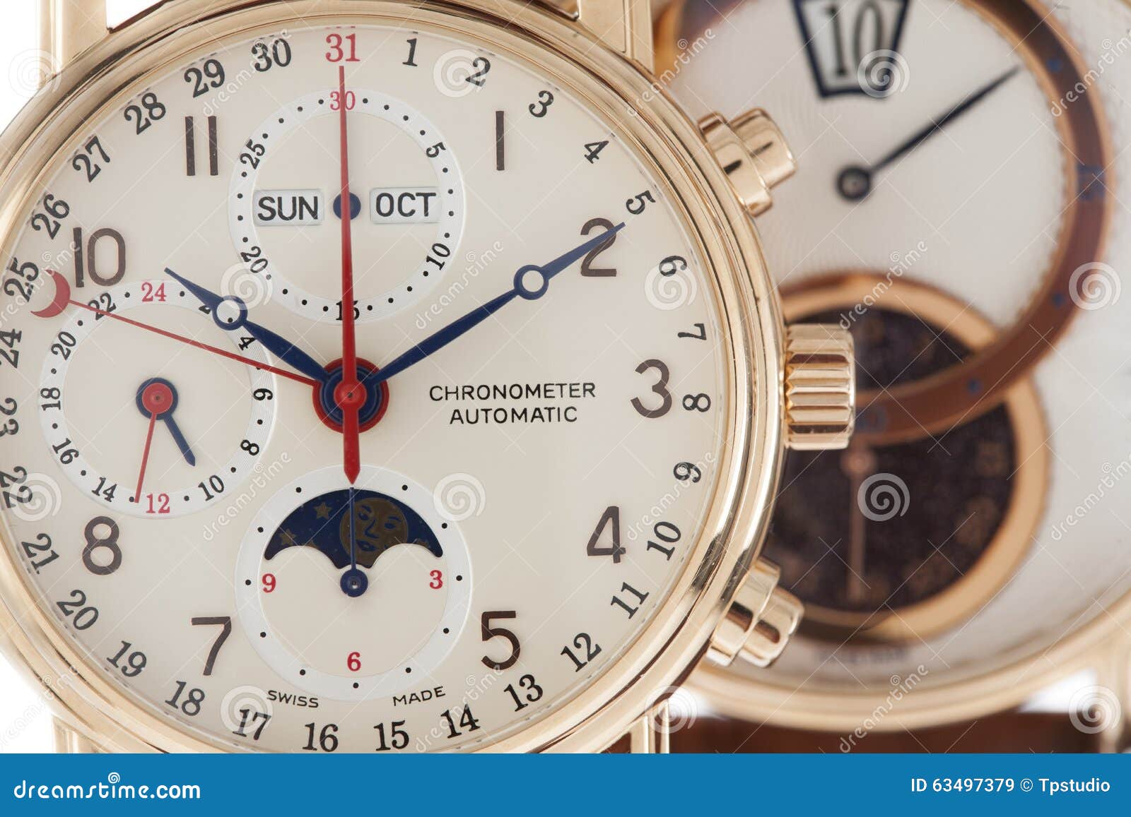 Wrist watch stock image. Image of leather, brown, gold 63497379