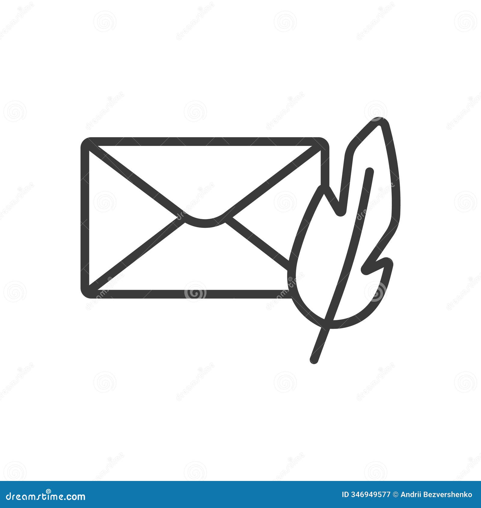 write email, icon in line . write, email, compose, message, draft, letter, send on white background . write