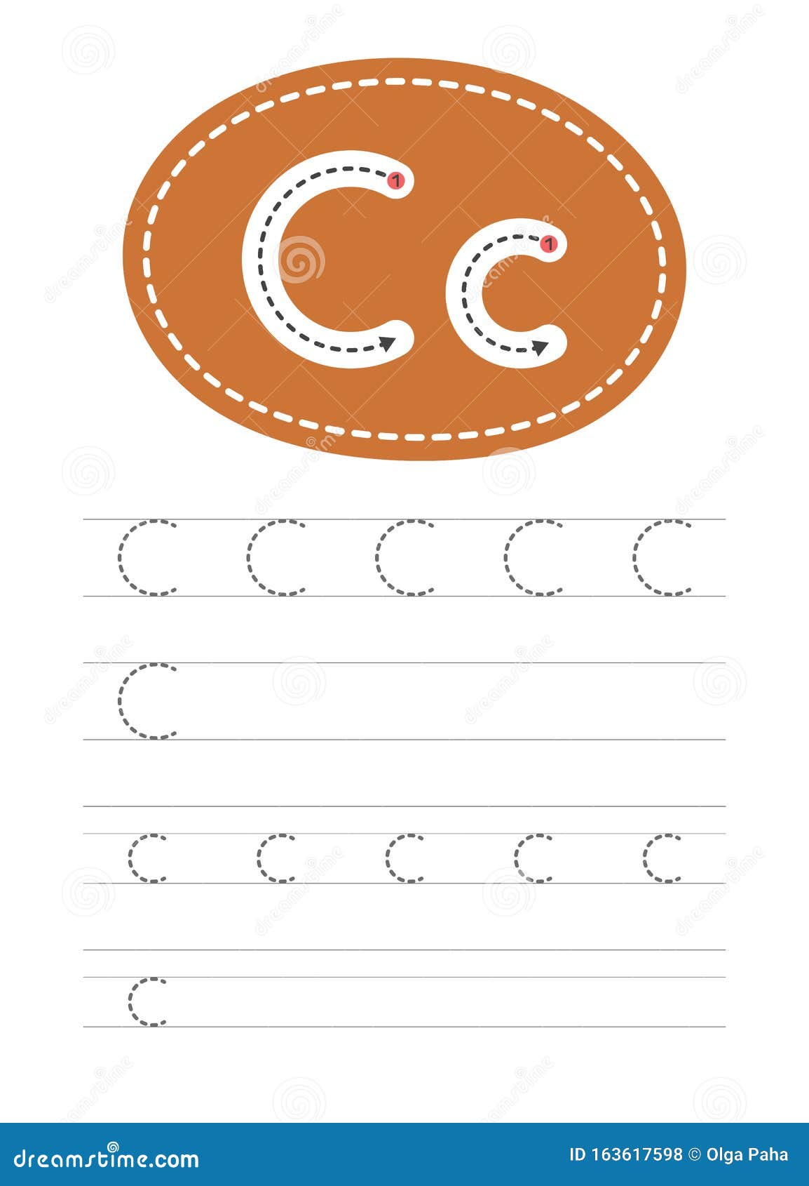 Write a letter C and c stock vector. Illustration of dotted