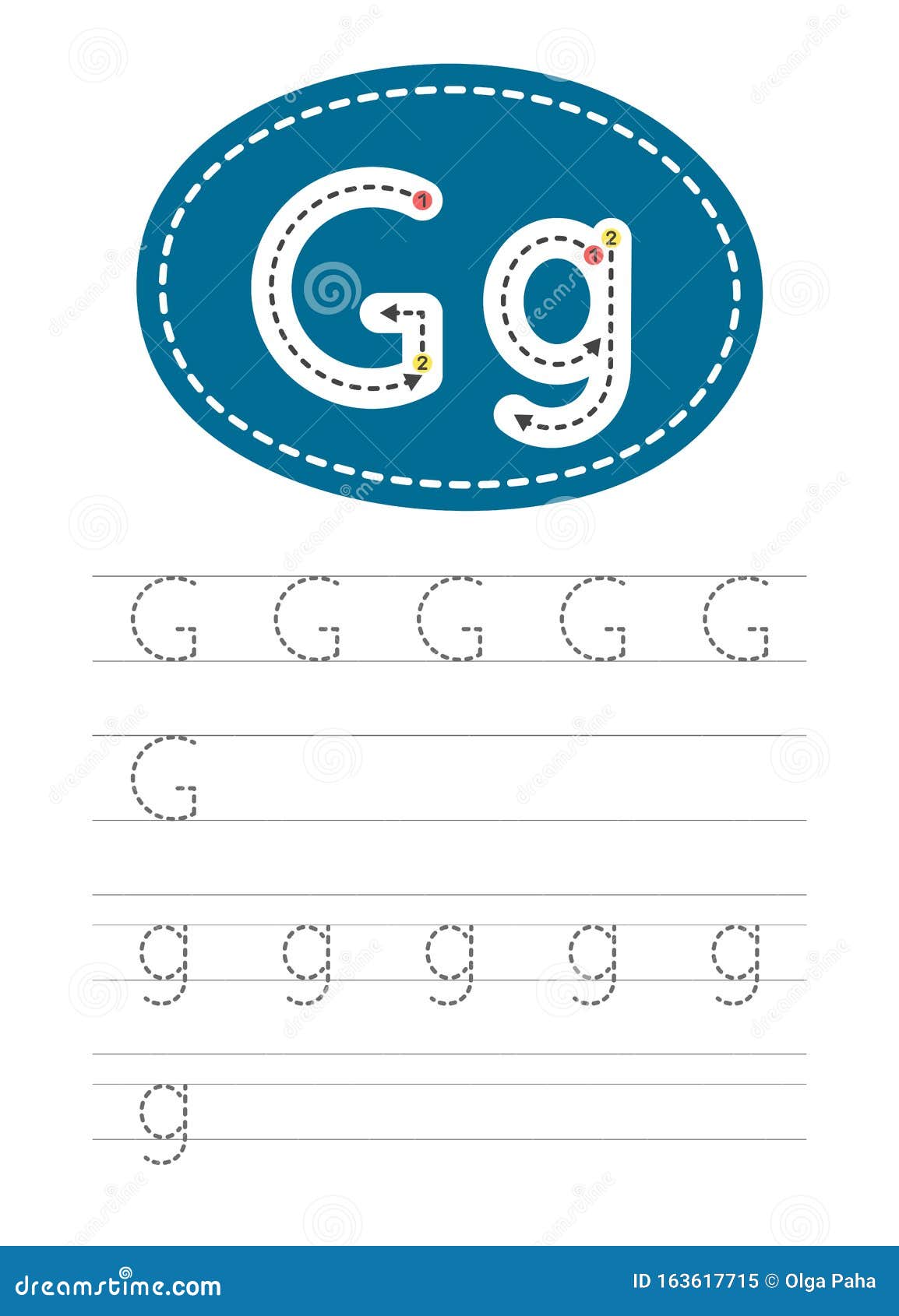 Write a letter G ang g stock vector. Illustration of develop