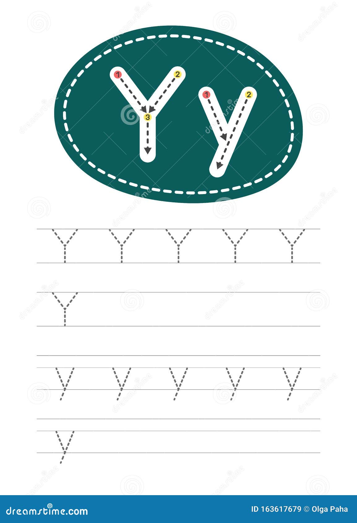 Write a letter Y and y stock vector. Illustration of baby - 17