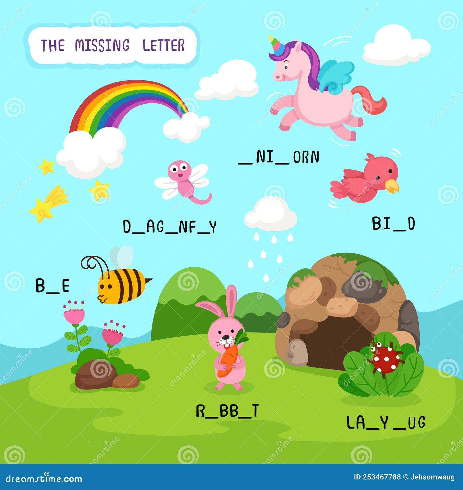 write the missing letter,