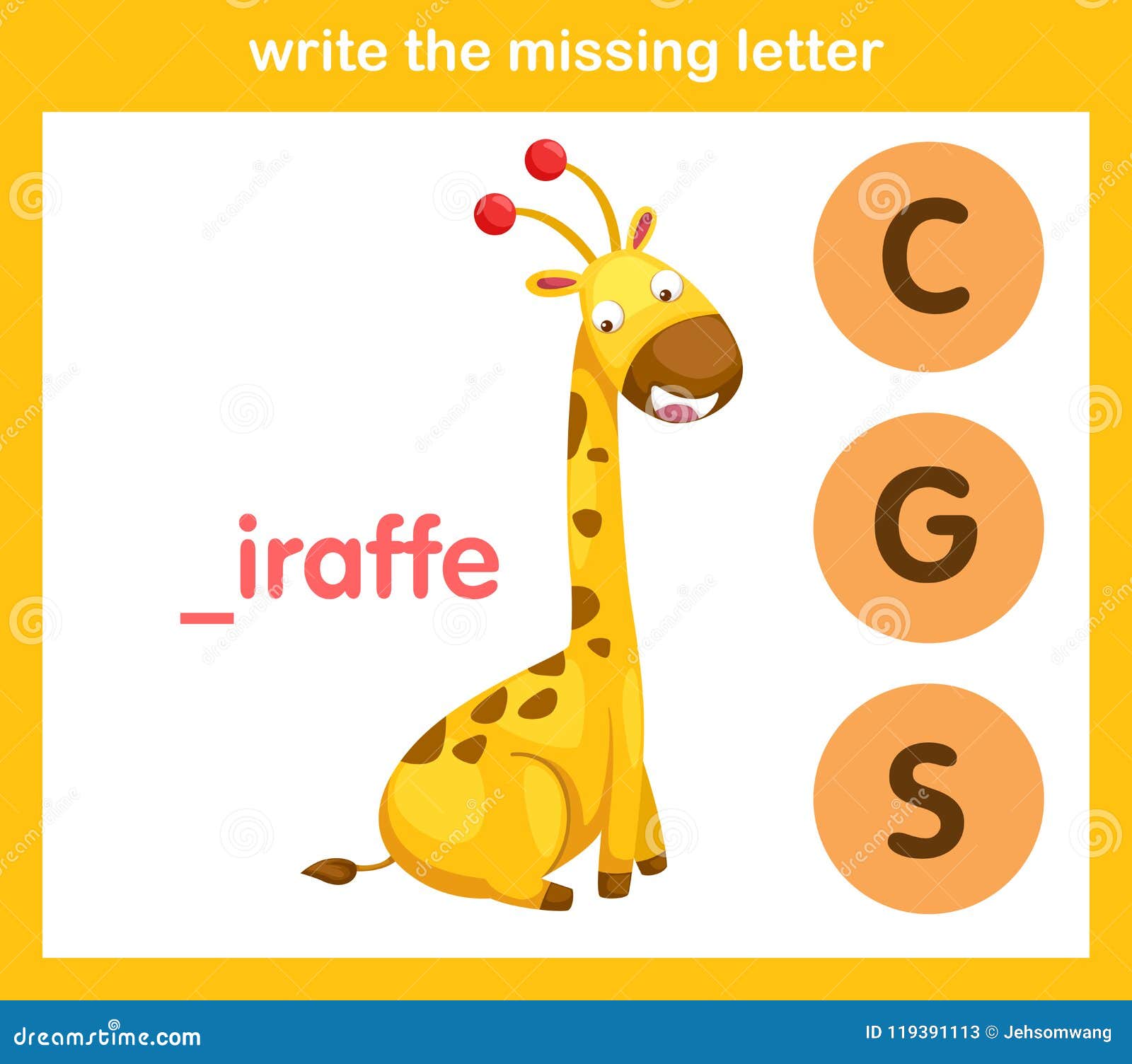 Write the missing letter stock vector. Illustration of kindergarten ...