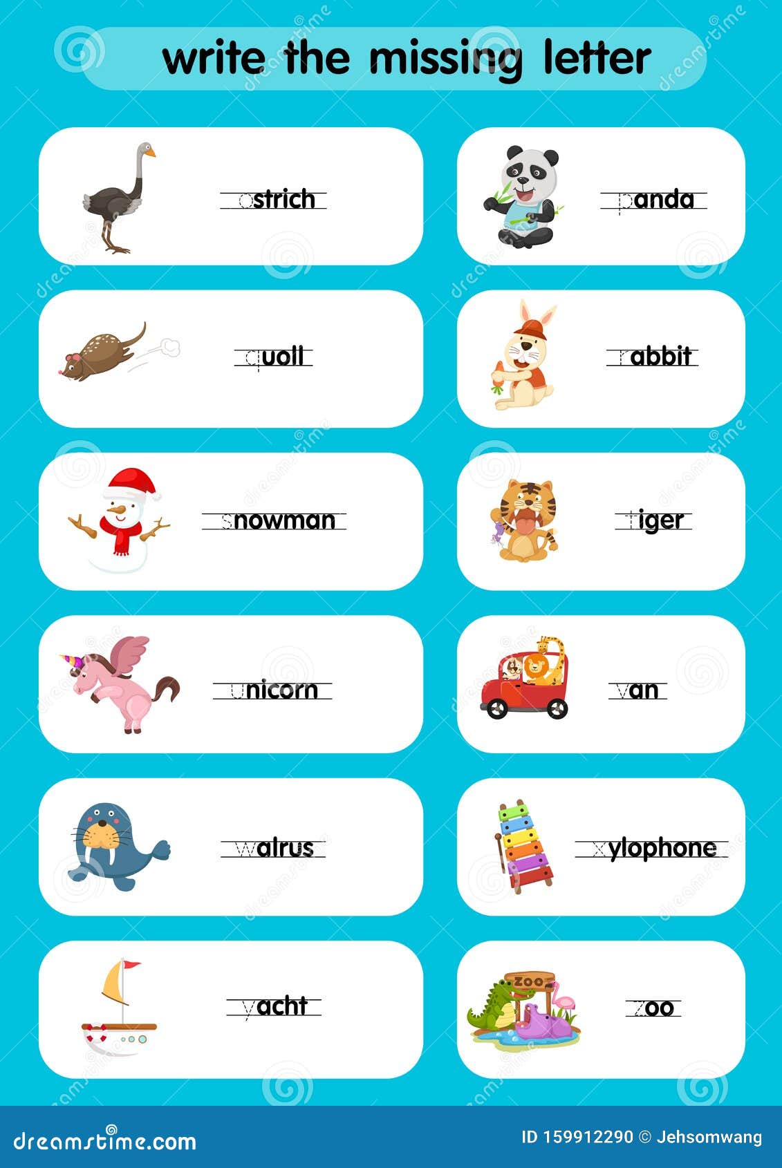 Write The Missing Letter Worksheet For Education Fill In The Missing