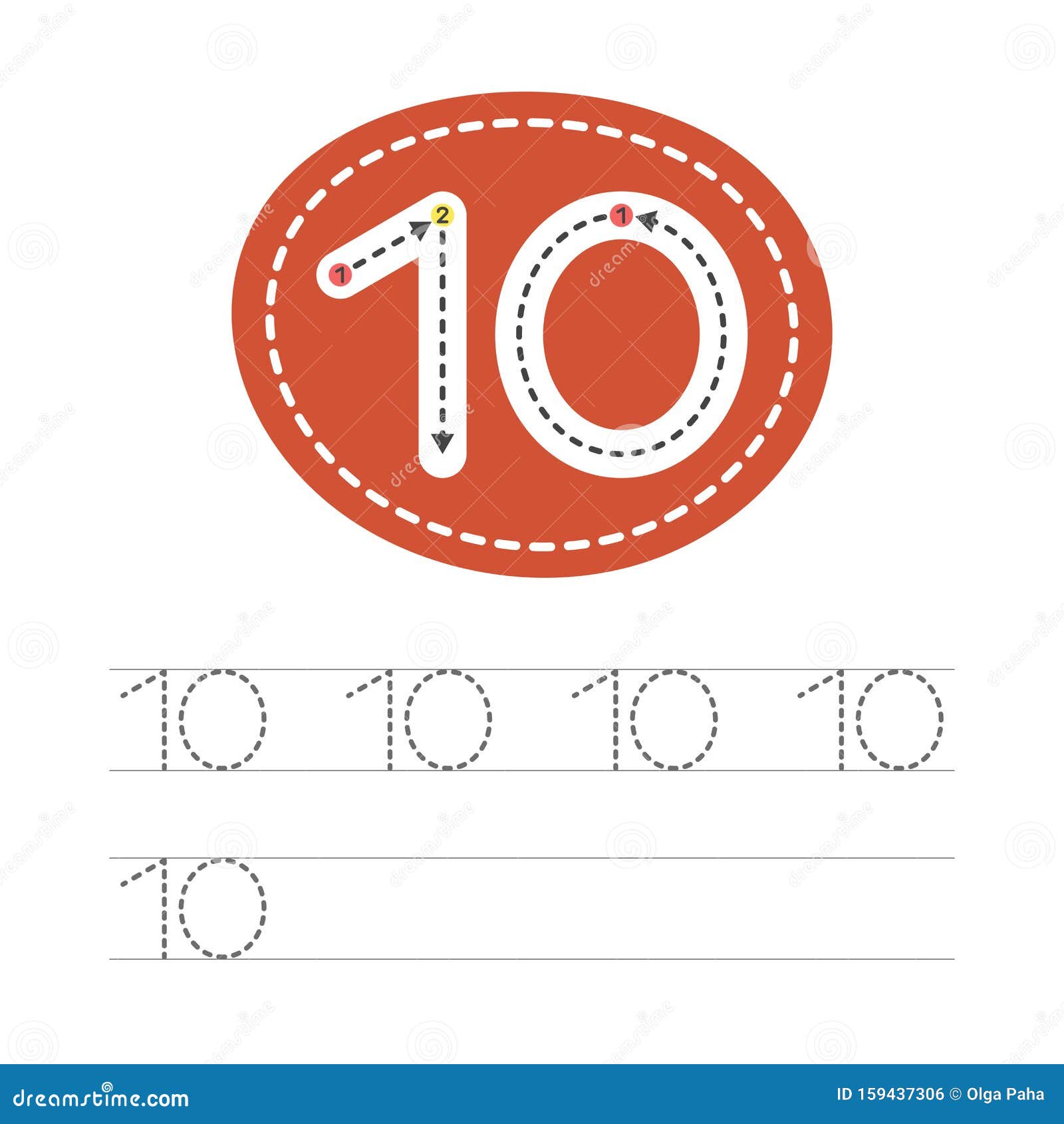 Write a number 10 stock vector. Illustration of line - 159437306