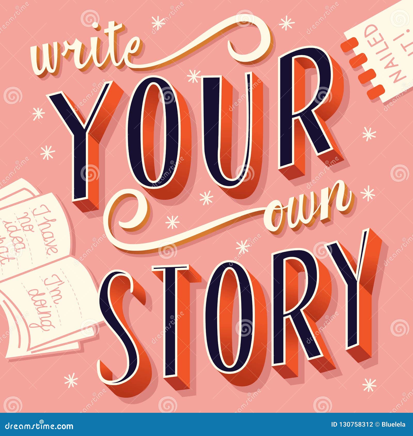 write your own story, hand lettering typography modern poster 