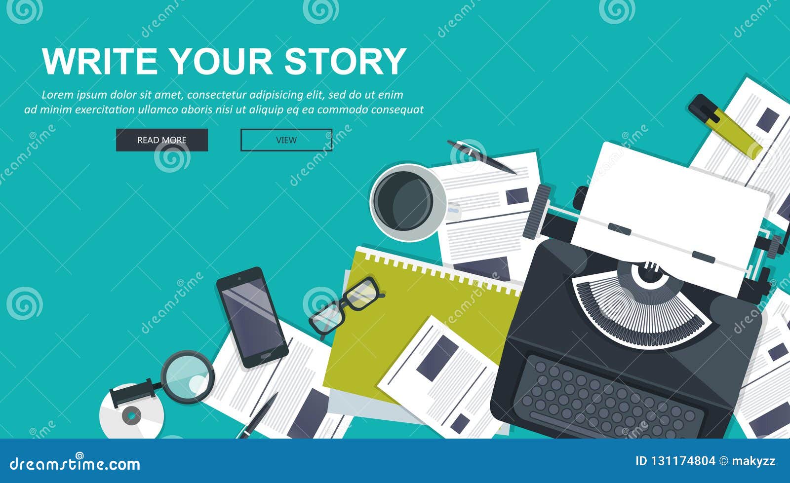 write your story business banner for journalism and blogging. flat 