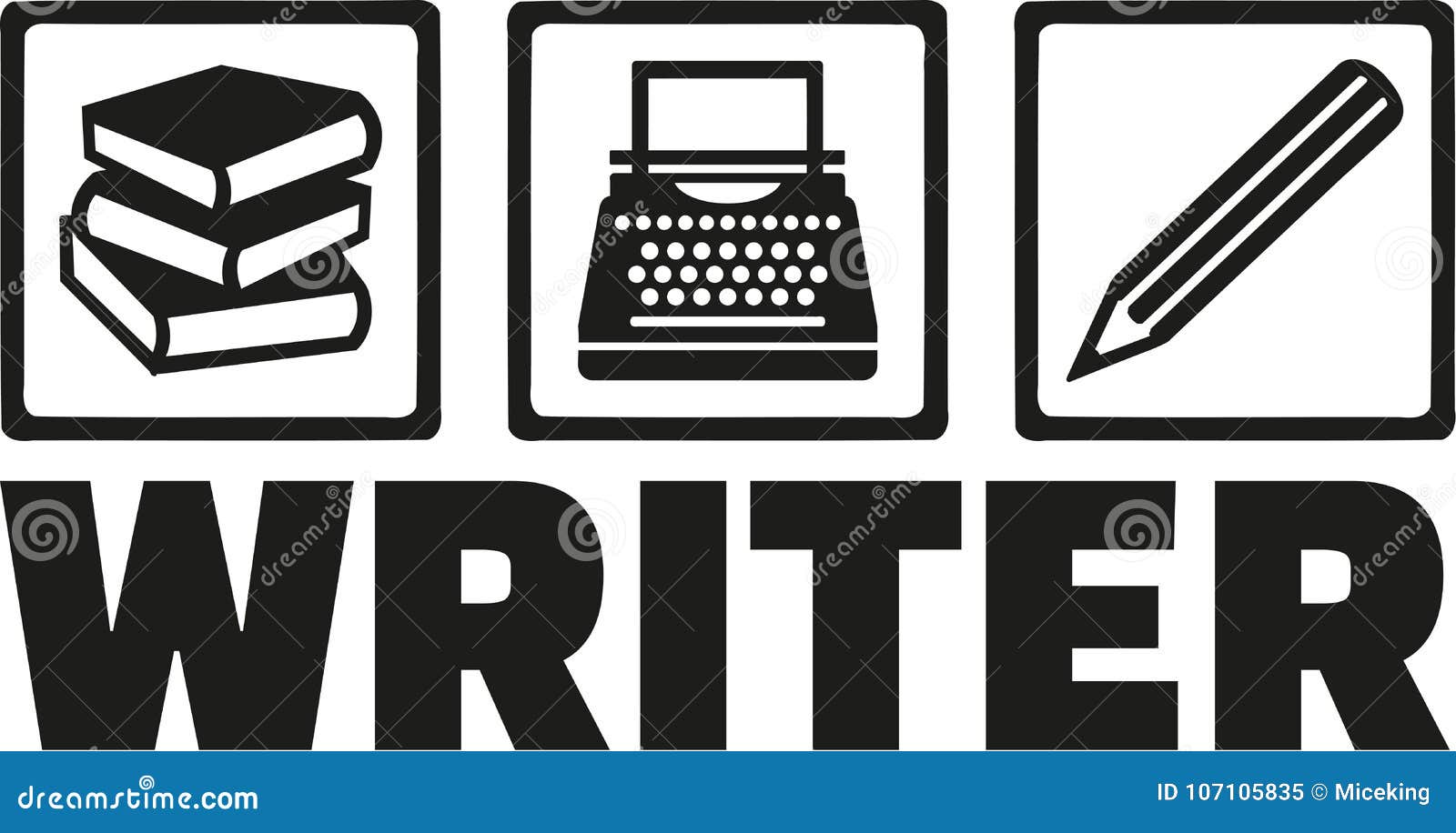 Writer Tools Book, Typewriter, Pen Stock Vector Illustration of paper, book 107105835