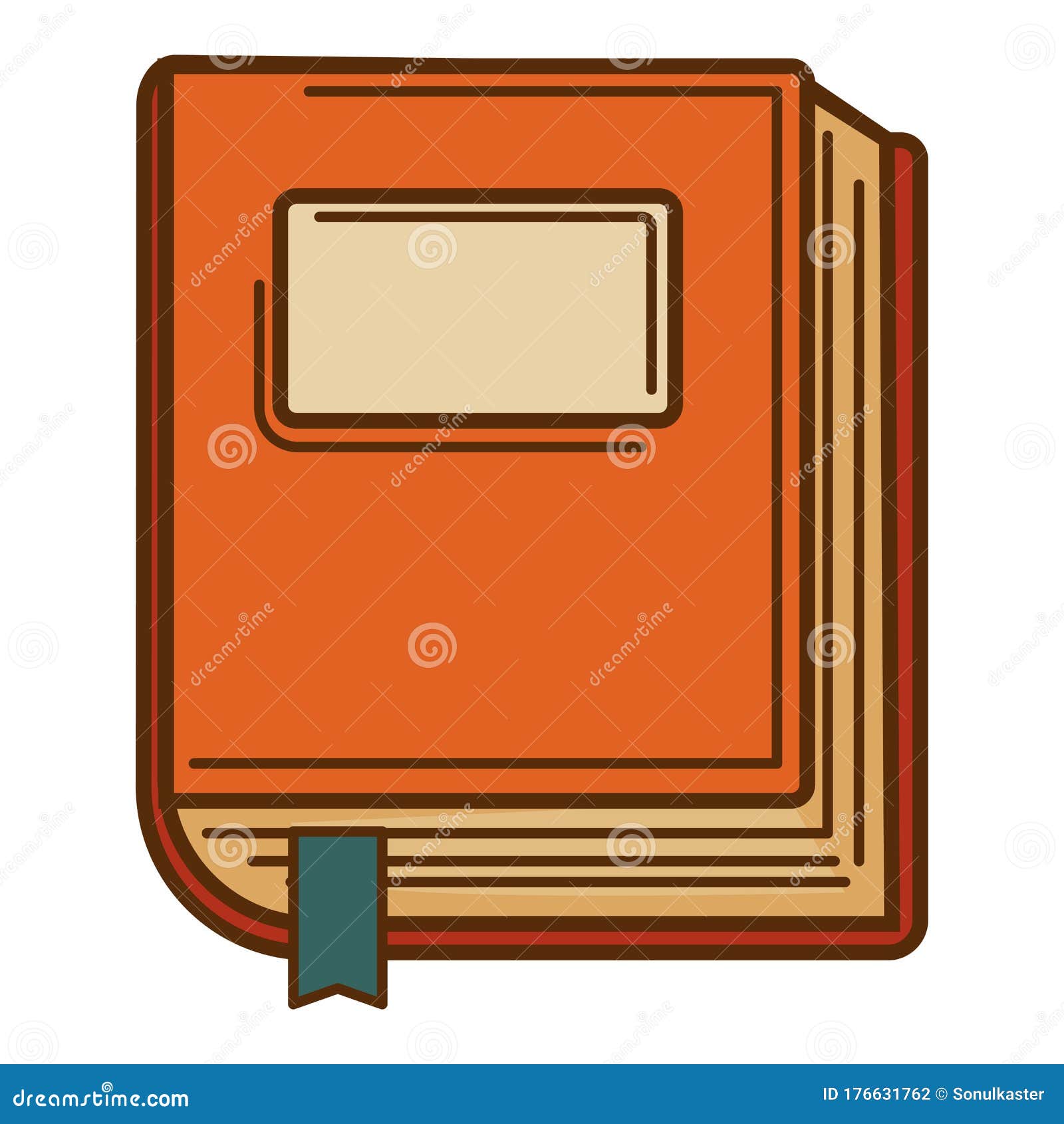 Writing Book Isolated Icon, Book with Bookmark, Thick Volume Stock