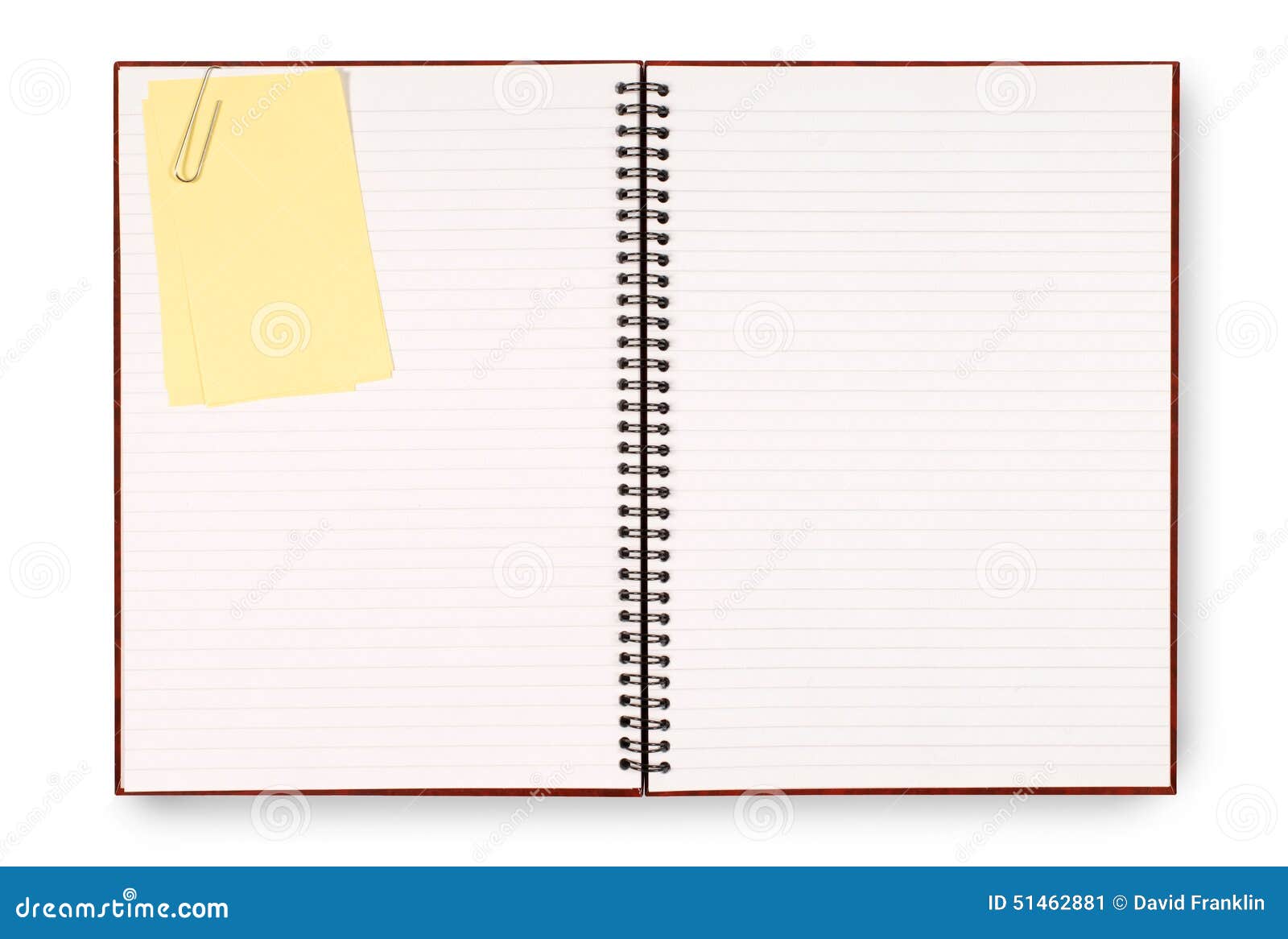Blank Writing Book Spiral Notepad Yellow Post It Style Sticky Note Isolated On White Background Stock Image Image Of Untidy Space