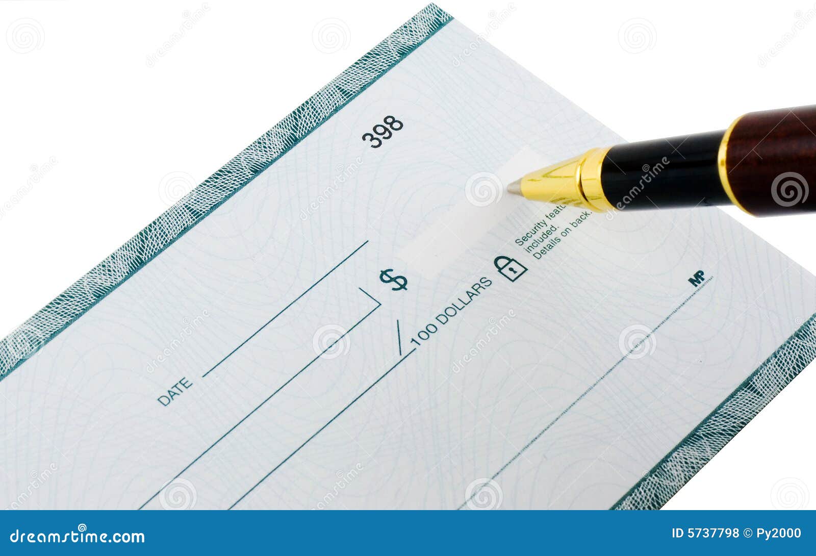 writing a check with ballpoint pen