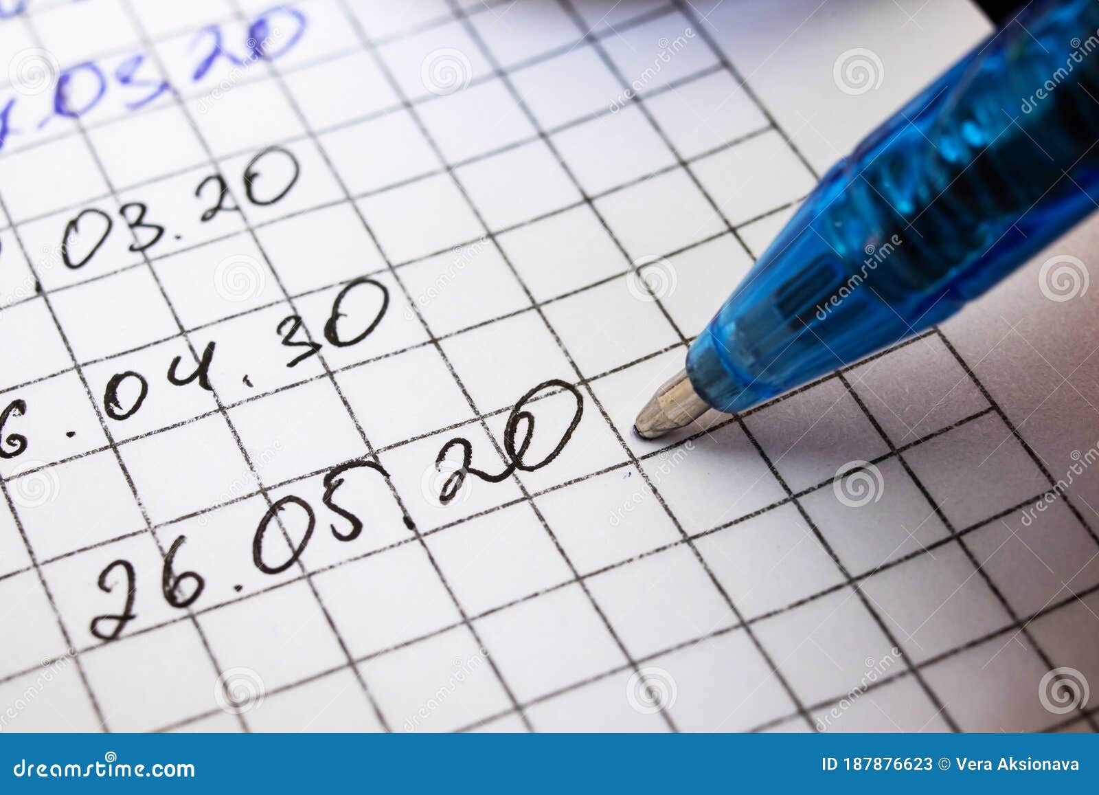 Writing Date With Pen On White Paper Closeup Stock Image - Image