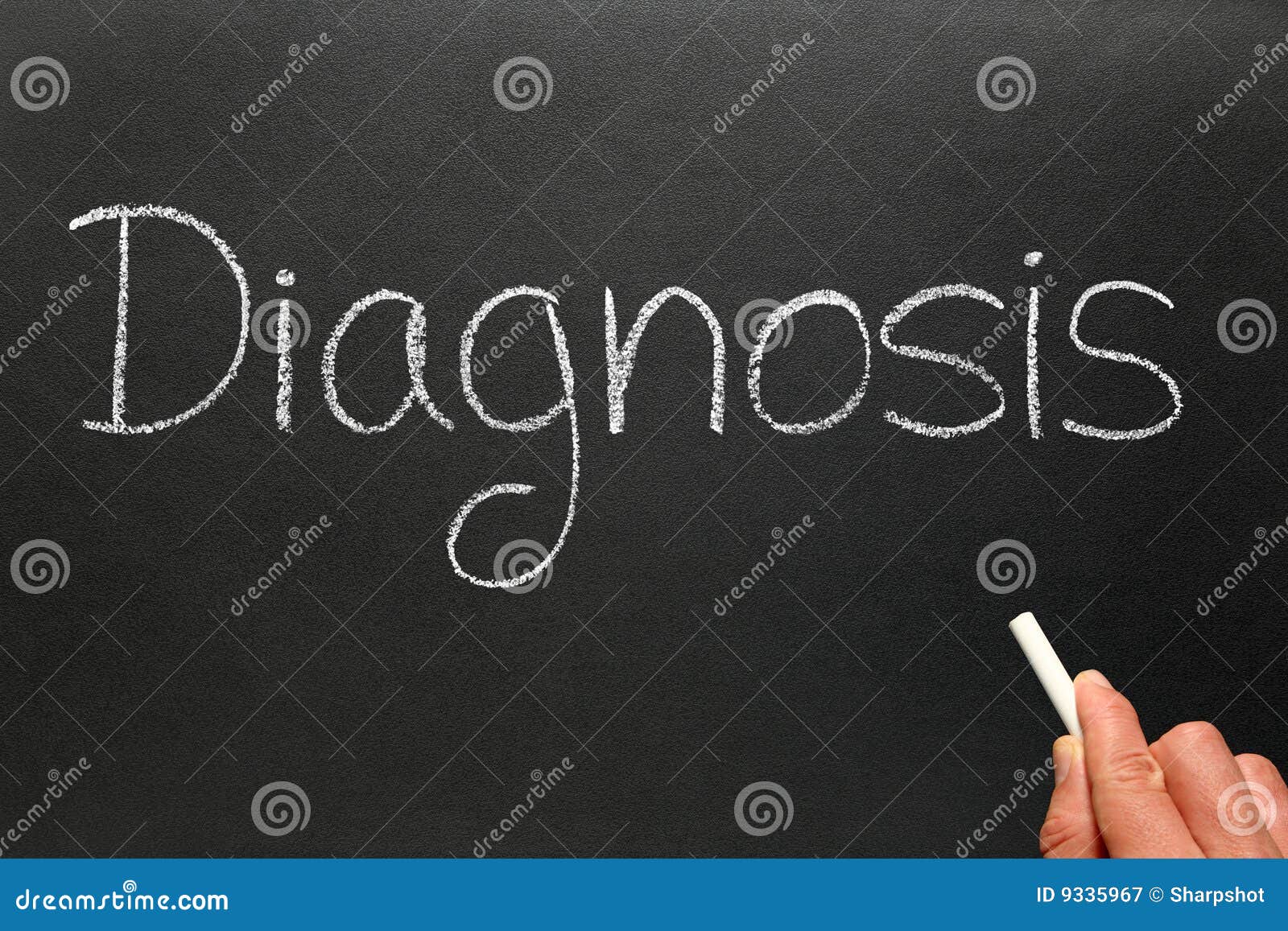Writing Diagnosis with Chalk on a Blackboard. Stock Image Image of