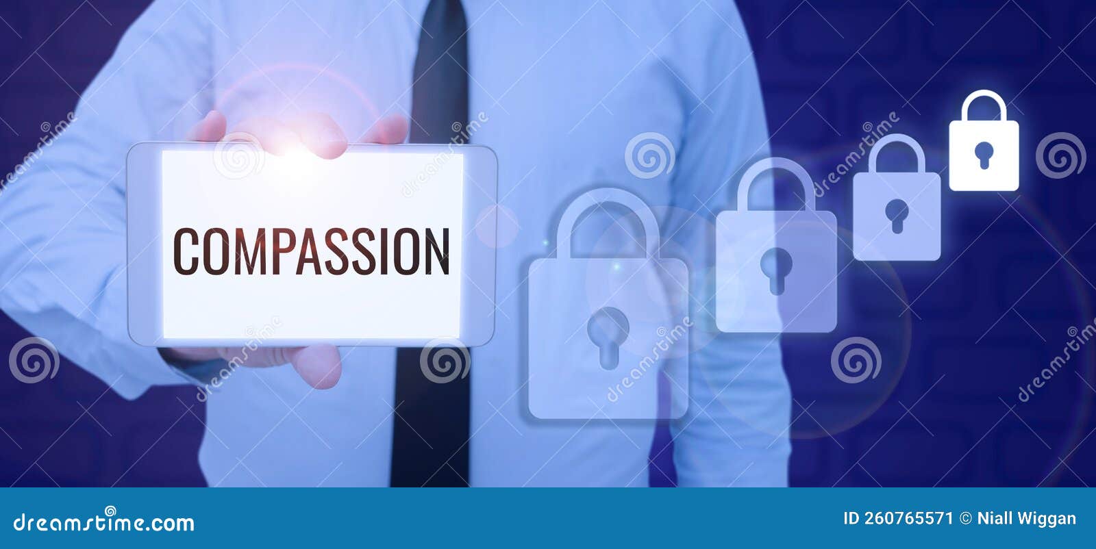 writing displaying text compassion. business approach empathy and concern for the pain or misfortune of others man with