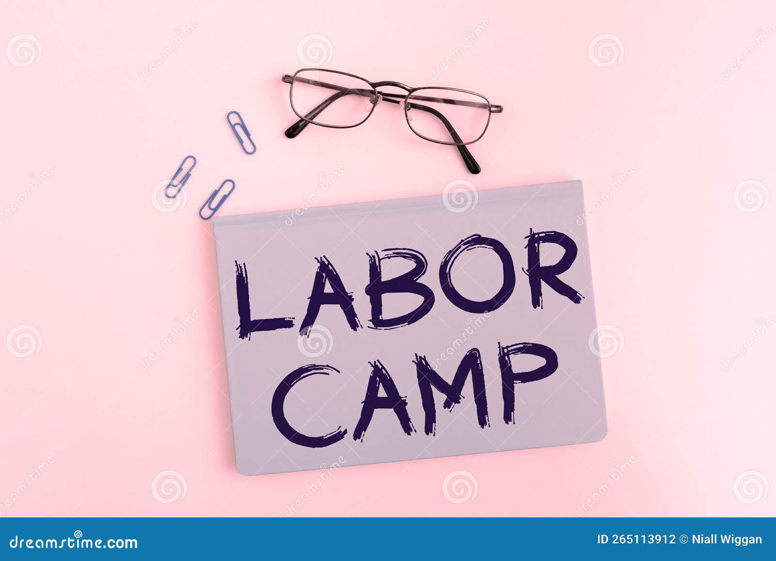 writing displaying text labor camp. word for a penal colony where forced labor is performed