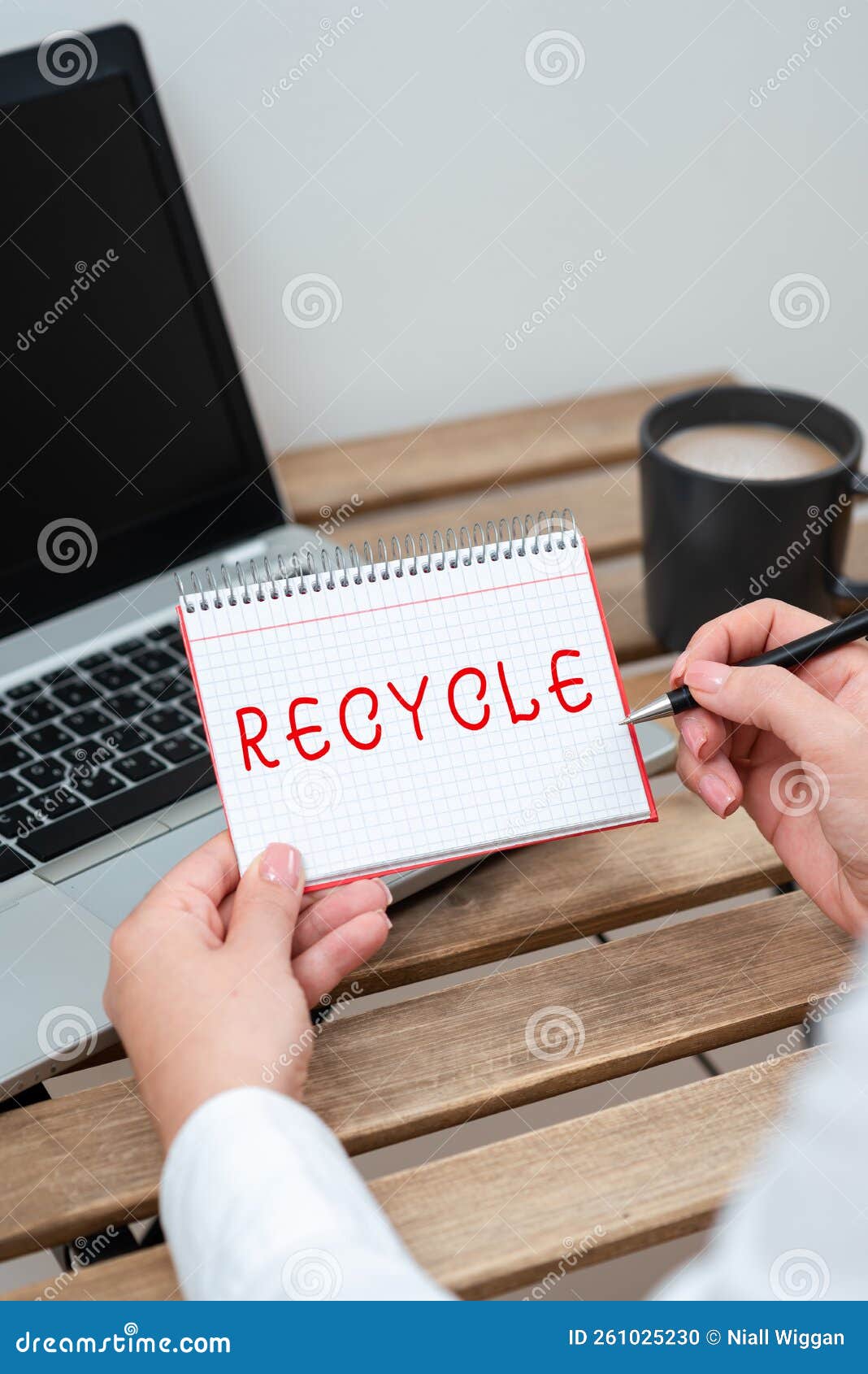 text sign showing recycle. business concept process of converting waste materials into new materials and objects
