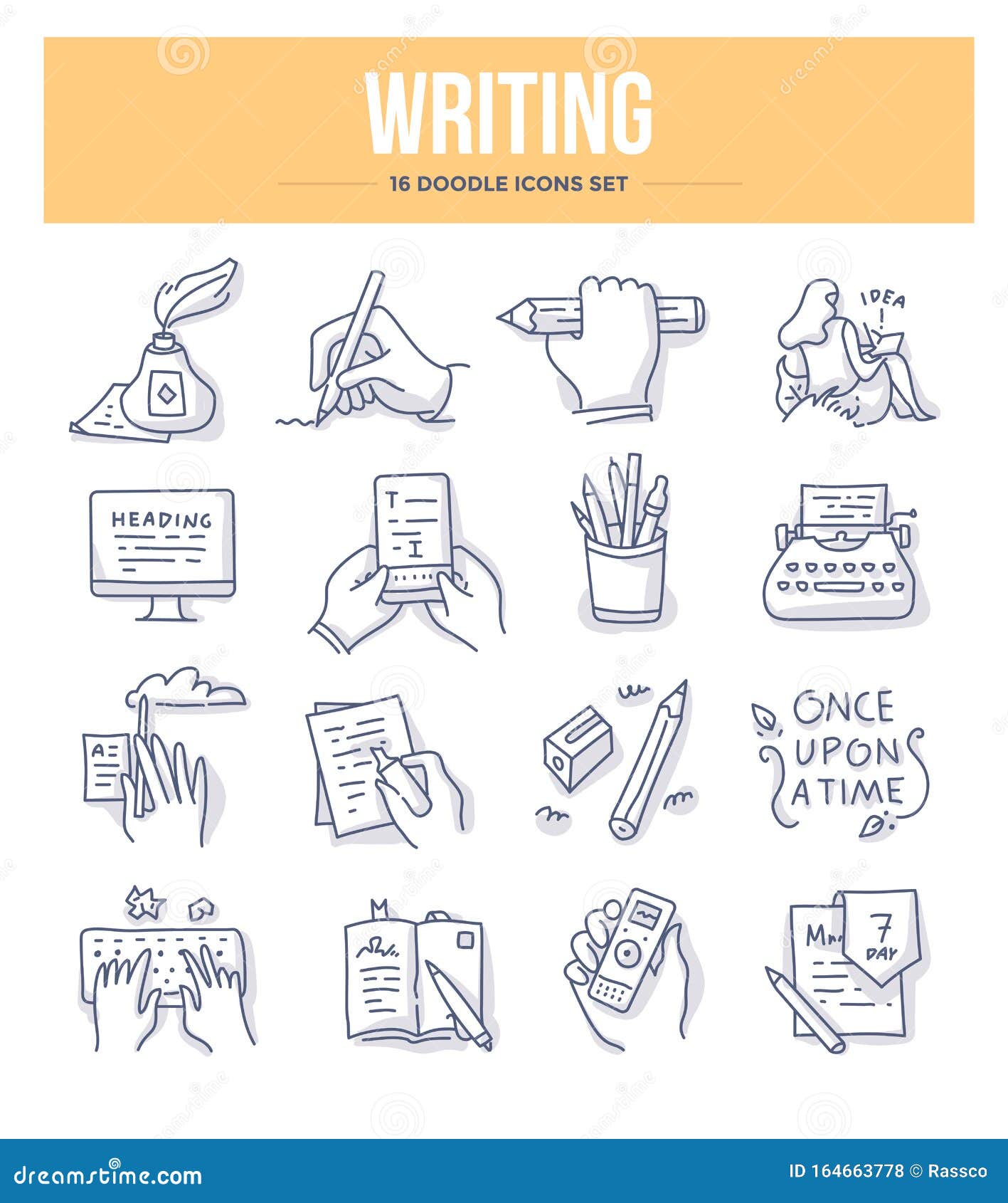 writing doodle icons