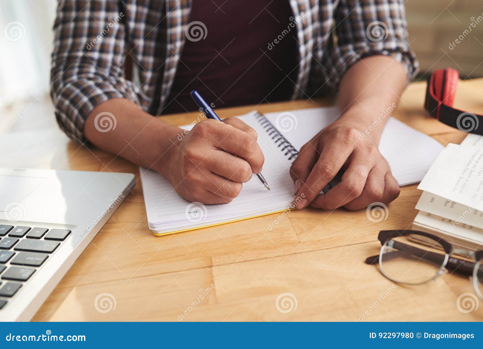 Writing essay stock photo. Image of studying, hands, male 92297980