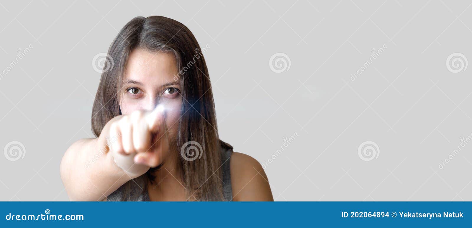 Writing Finger In The Air Or Push Button. Woman Holding Floating Render Startup Presentation