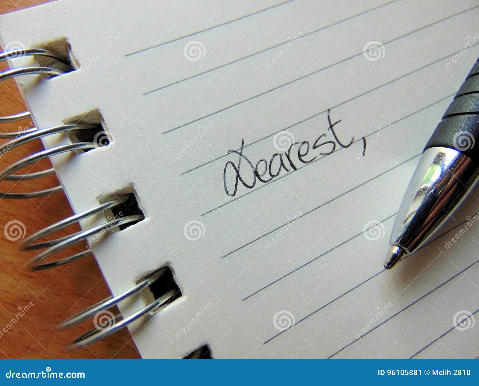 Writing A Letter On Lined Paper Starting With Dear, Stock Image