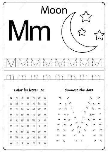 Writing Letter M. Worksheet. Writing a-Z, Alphabet, Exercises Game for ...