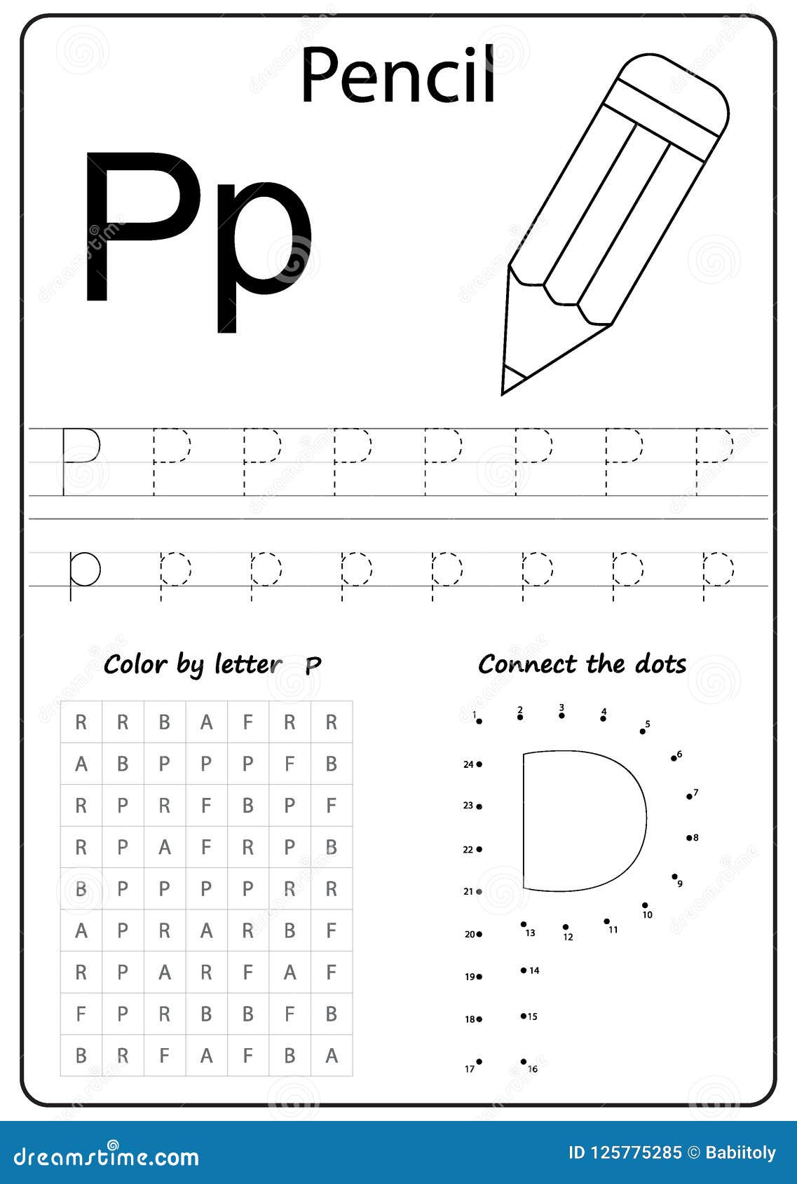 Writing Letter P Worksheet Writing A Z Alphabet Exercises Game For Kids Stock Vector Illustration Of Decoration Alphabet 125775285