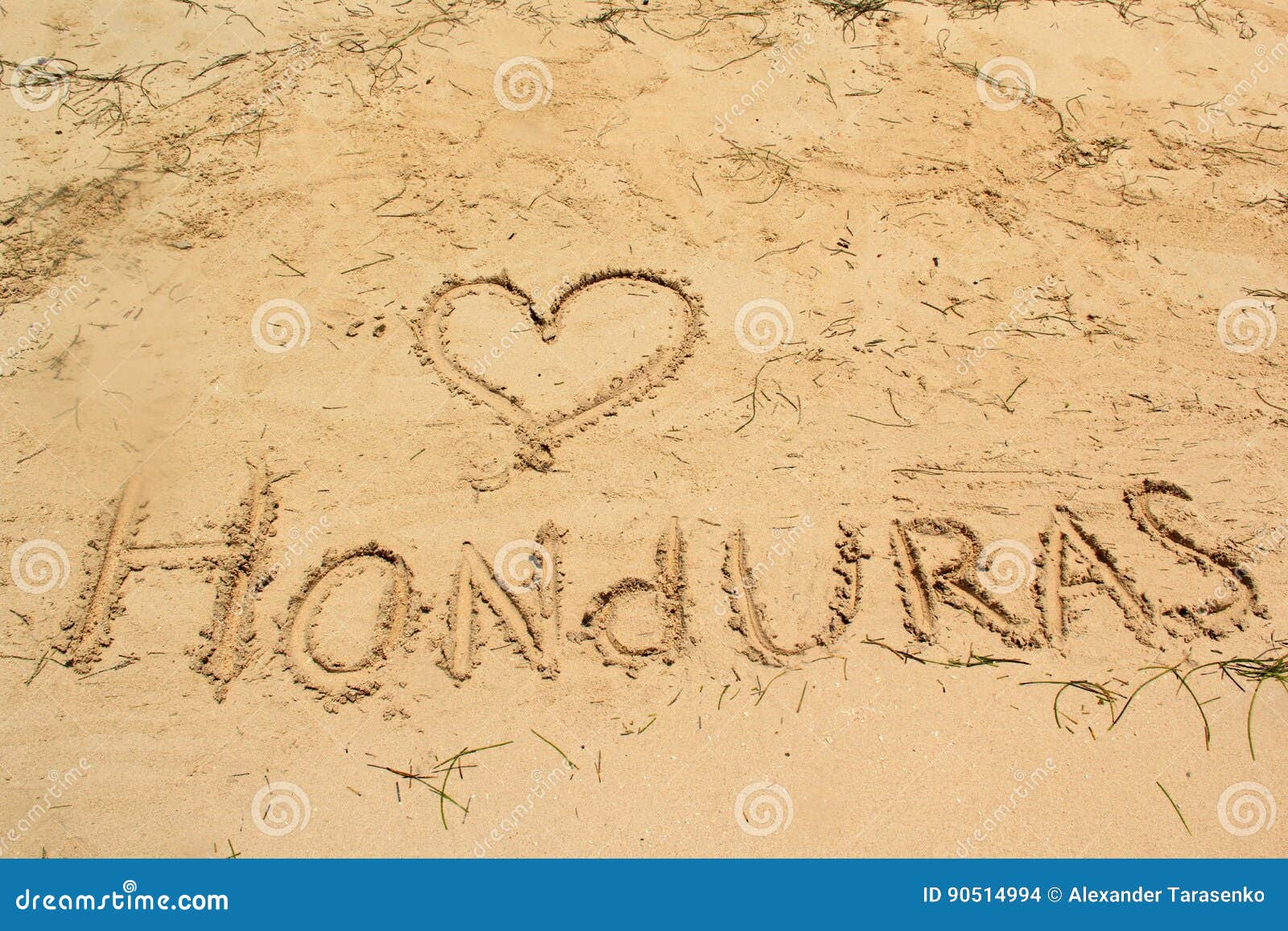 Writing `Love Honduras` stock photo. Image of carribean 90514994