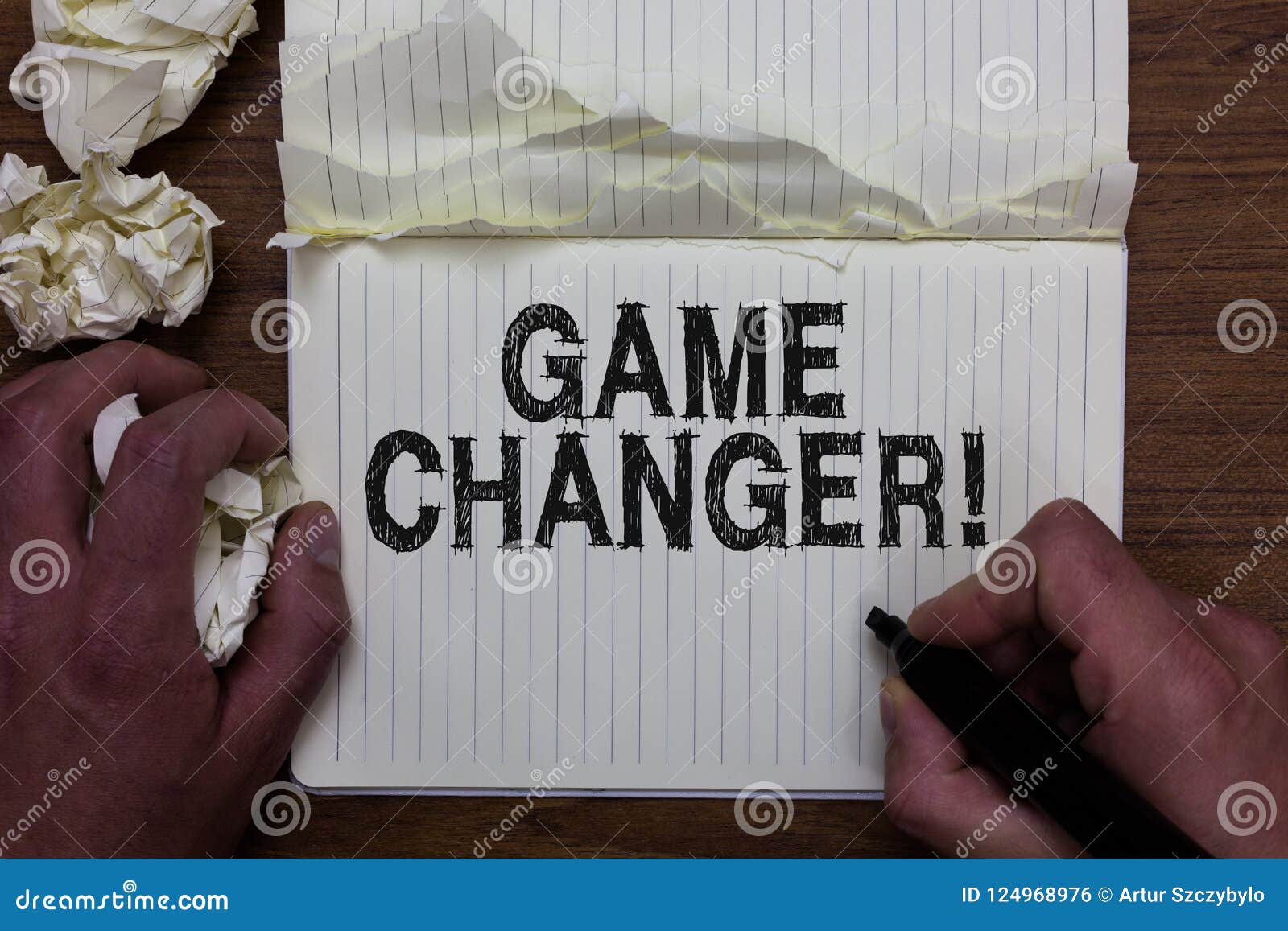 writing note showing game changer. business photo showcasing sports data scorekeeper gamestreams live scores team admins man holdi