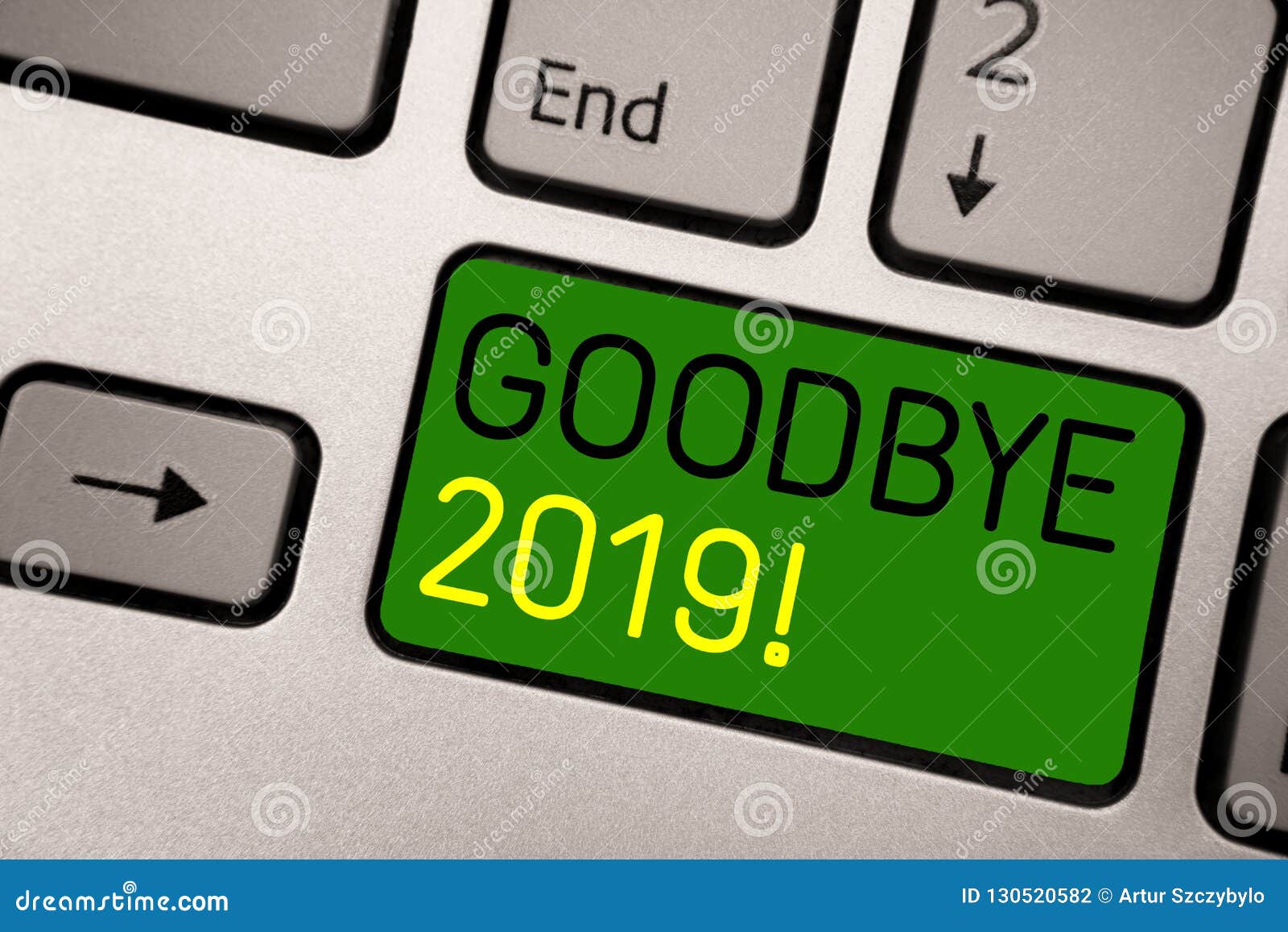 writing note showing goodbye 2019. business photo showcasing new year eve milestone last month celebration transition keyboard gre
