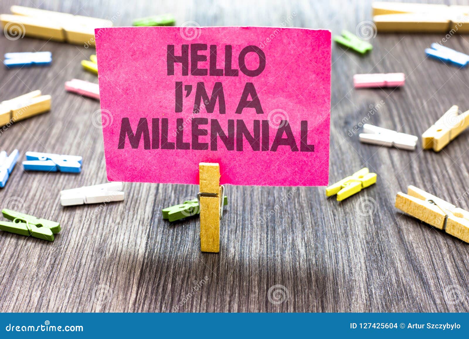 writing note showing hello i am a millennial. business photo showcasing person reaching young adulthood in current