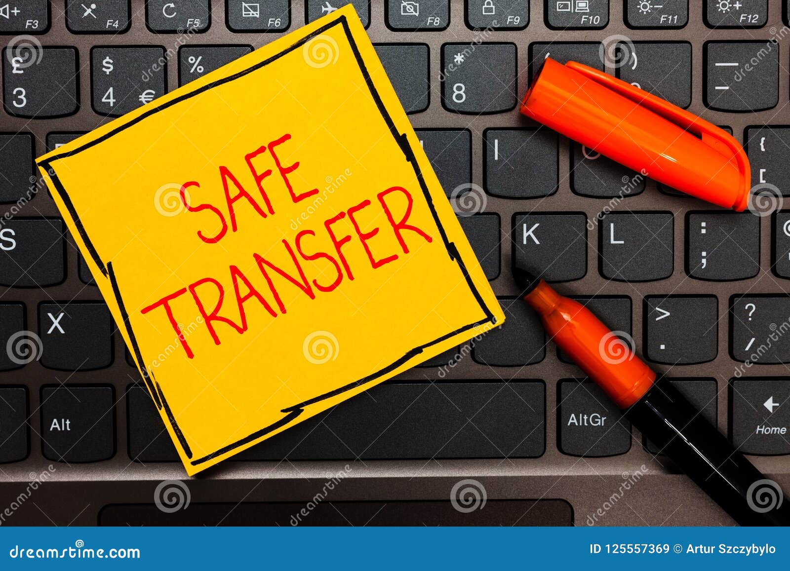 writing note showing safe transfer. business photo showcasing wire transfers electronically not paper based transaction yellow pap