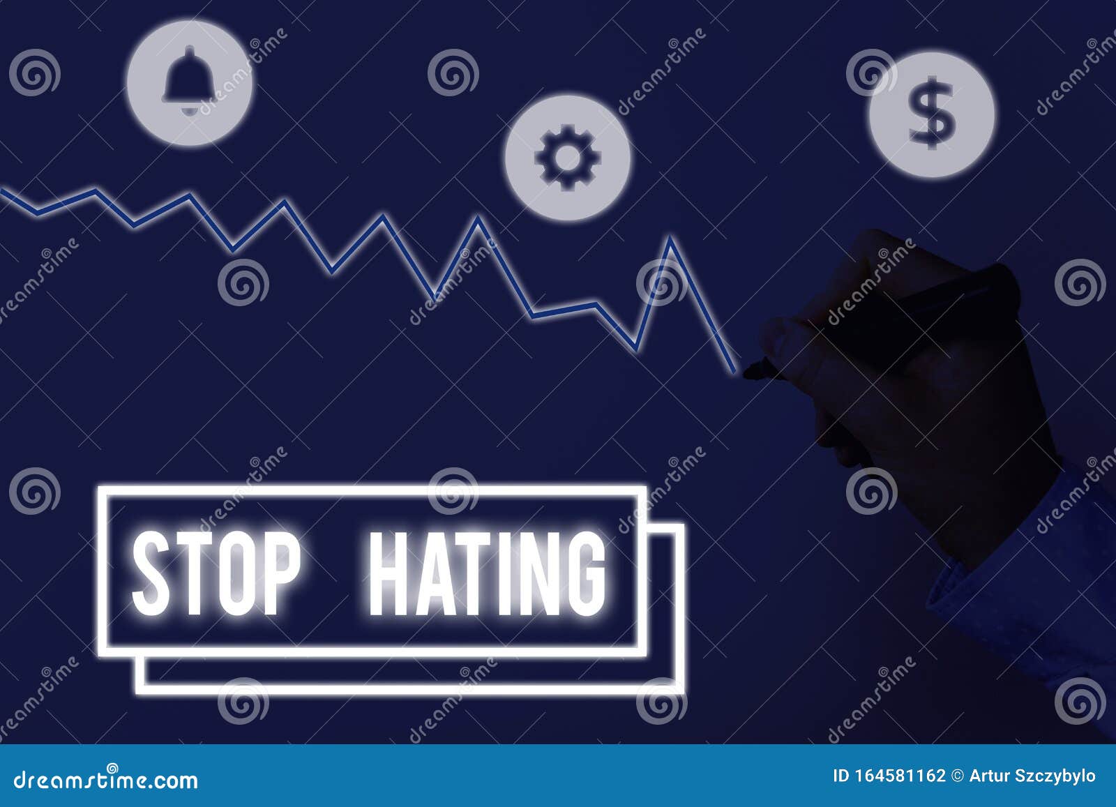 writing note showing stop hating. business photo showcasing to drop all standards and wholeheartedly agree without