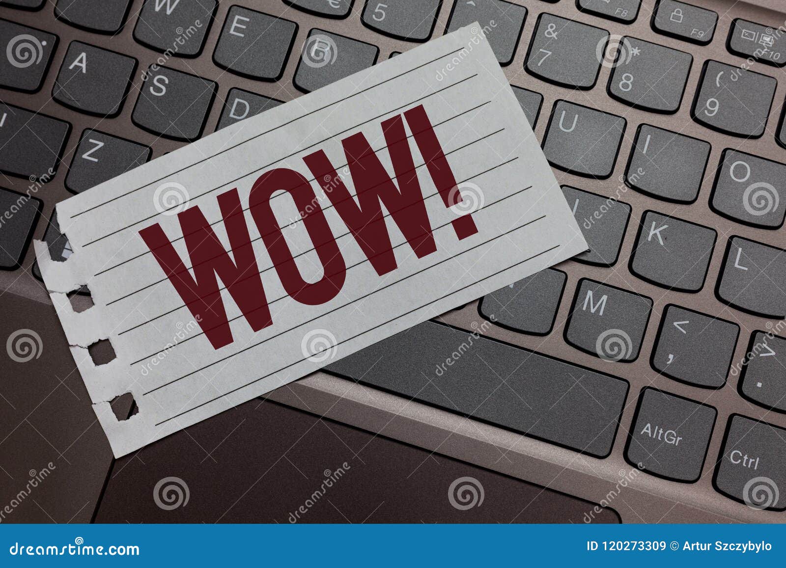 writing note showing wow motivational call. business photo showcasing expression of somebody speechless amazed overjoyed keyboard
