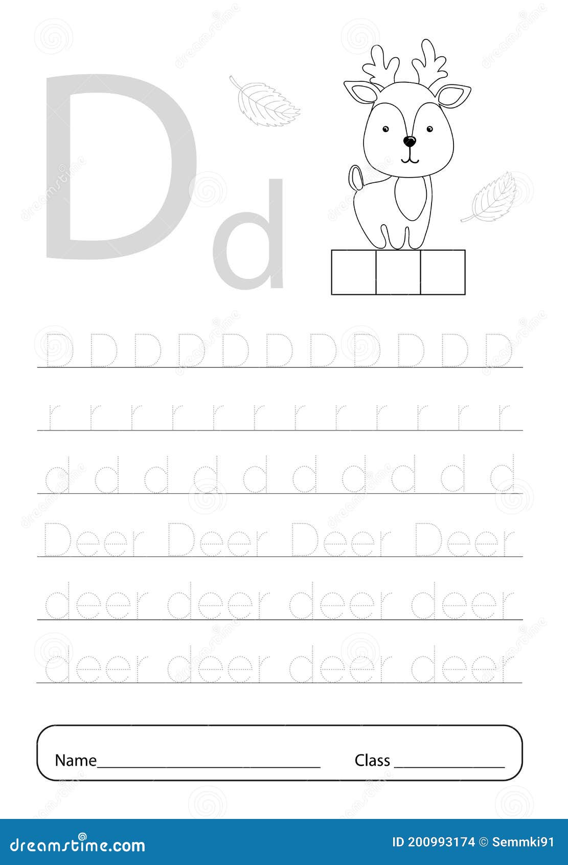 Writing Practice Letter D Printable Worksheet for Preschool.Exercises ...