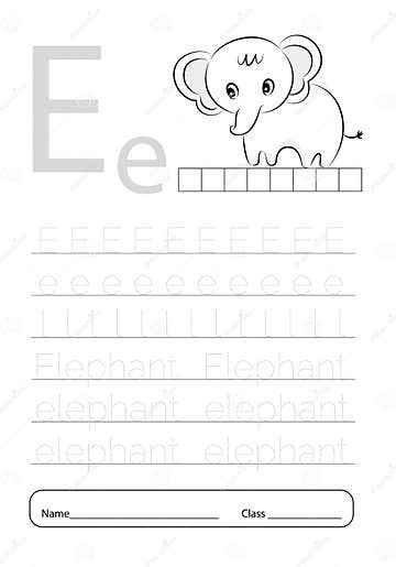 Writing Practice Letter E Printable Worksheet for Preschool.Exercises ...