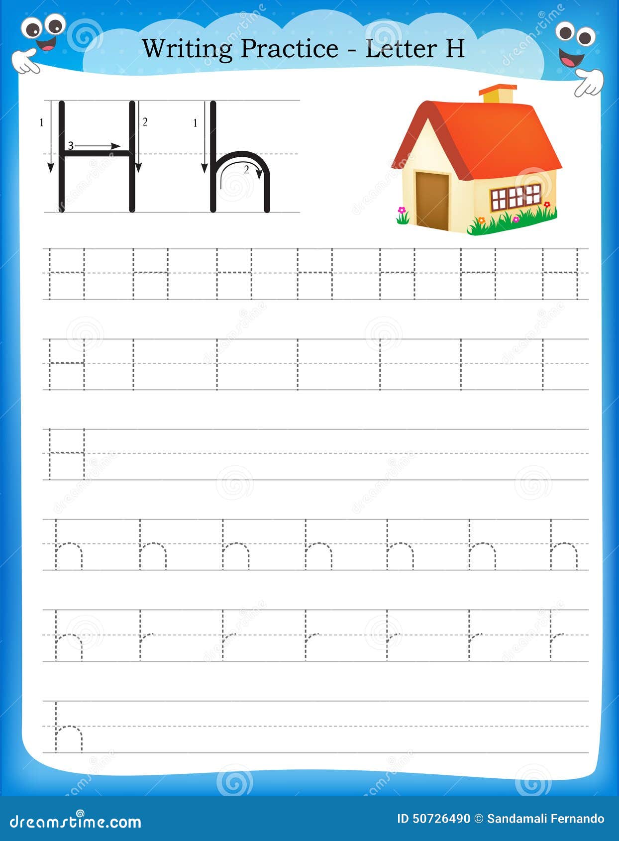 writing practice letter h