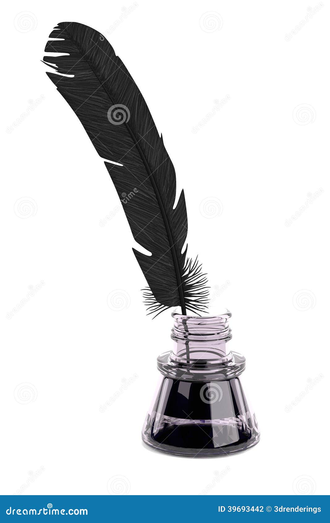 writing quill with inkpot