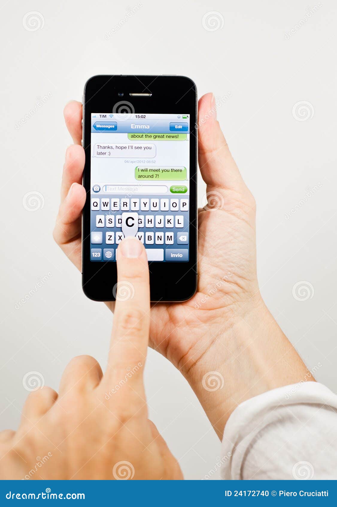 Writing A Text Message On IPhone 13 Editorial Image - Image of