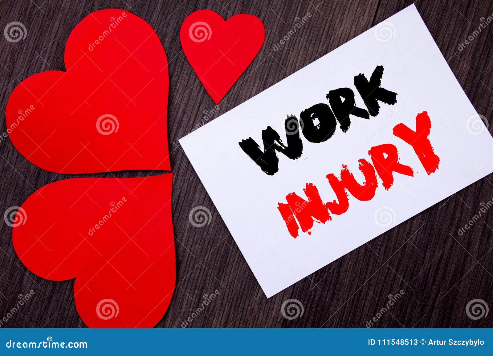 writing text showing work injury. concept meaning bad body accident as emergency protection written on notobook paper note on the