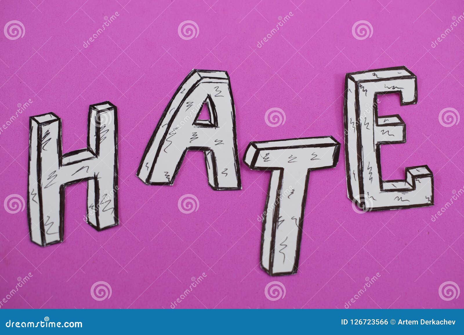 Written Word Hate, White on a Pink Background Stock Photo Image of
