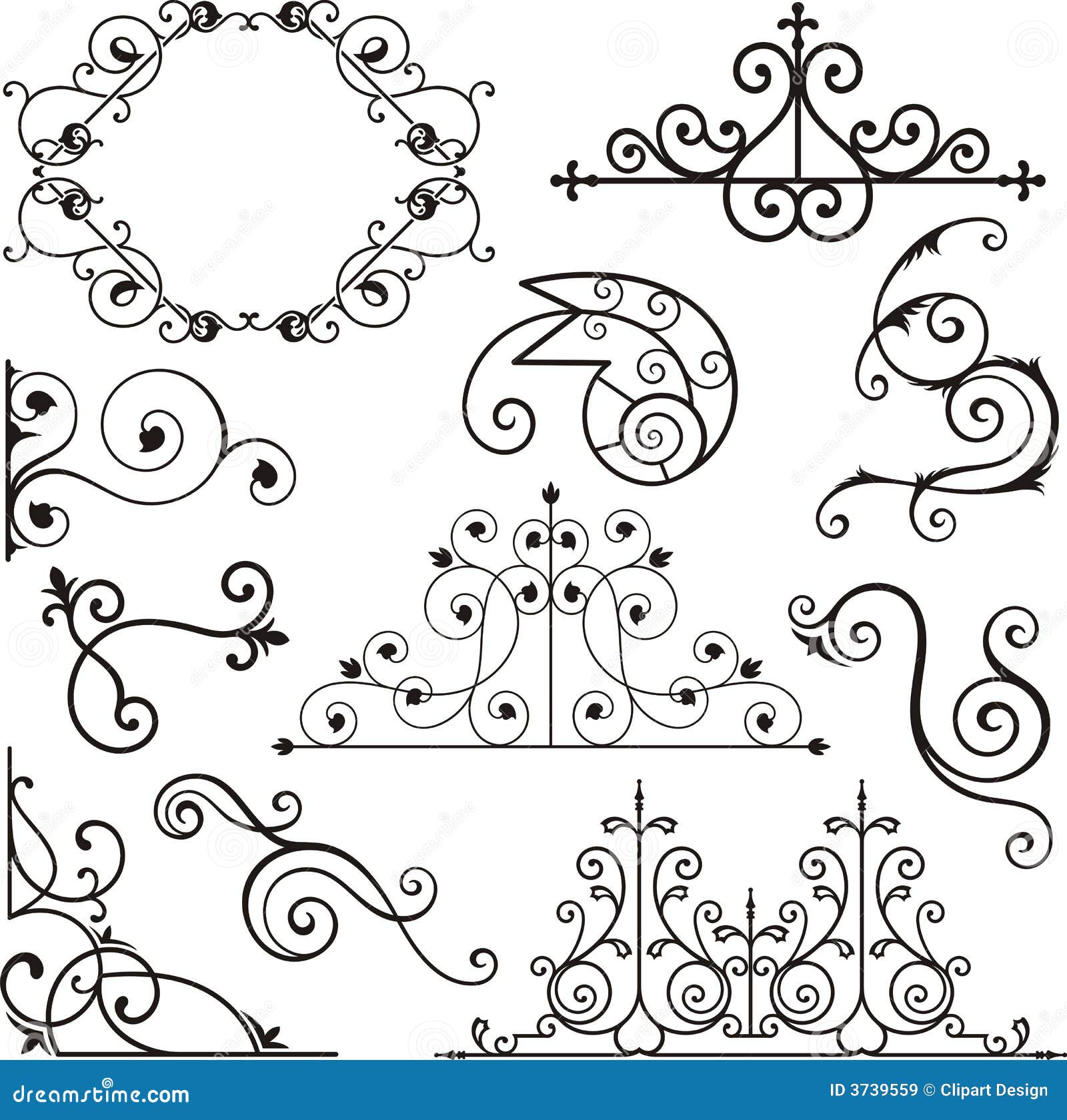 Wrough iron ornaments stock vector. Illustration of decorative 3739559